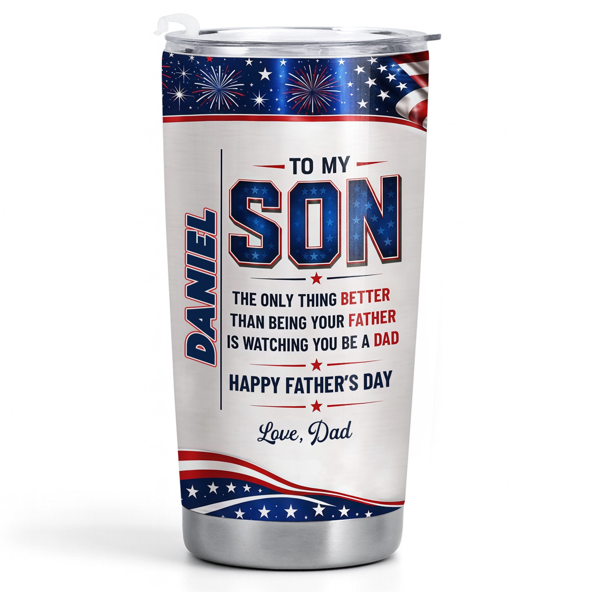Personalized Patriotic Stars Tumbler Custom Gift for Son Tumbler GradoCreations