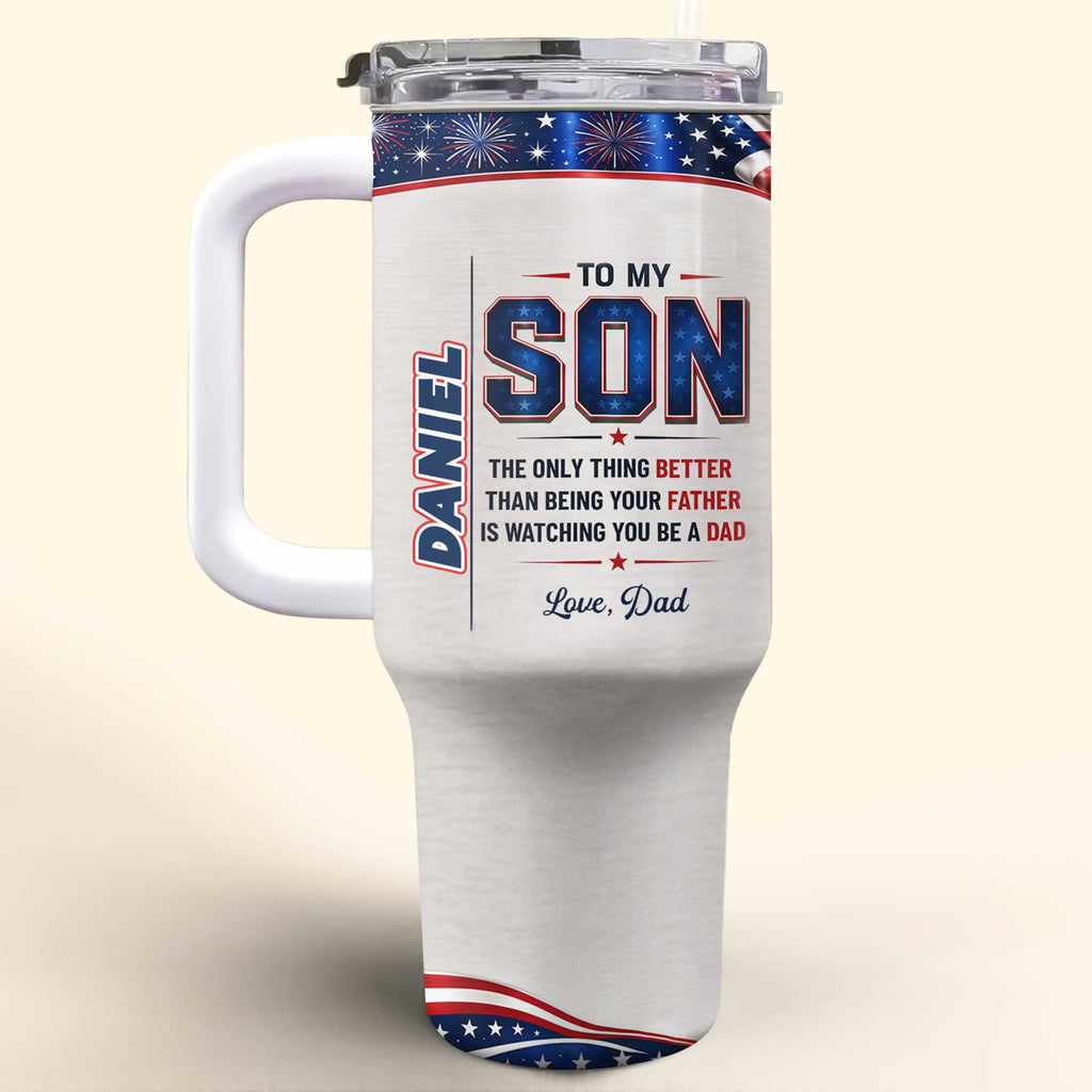 Personalized 40oz Tumbler Custom Name Patriotic Gift for Son 40oz Tumbler GradoCreations
