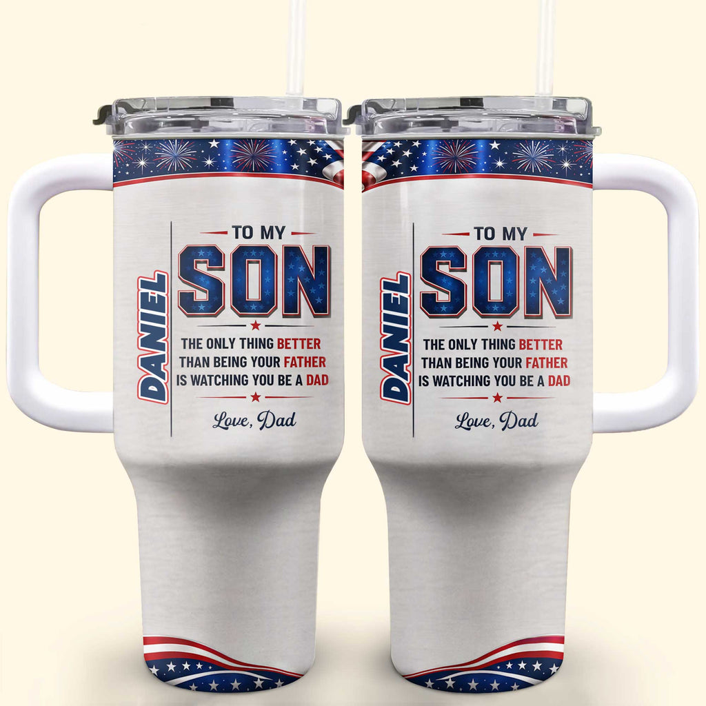 Personalized 40oz Tumbler Custom Name Patriotic Gift for Son 40oz Tumbler GradoCreations
