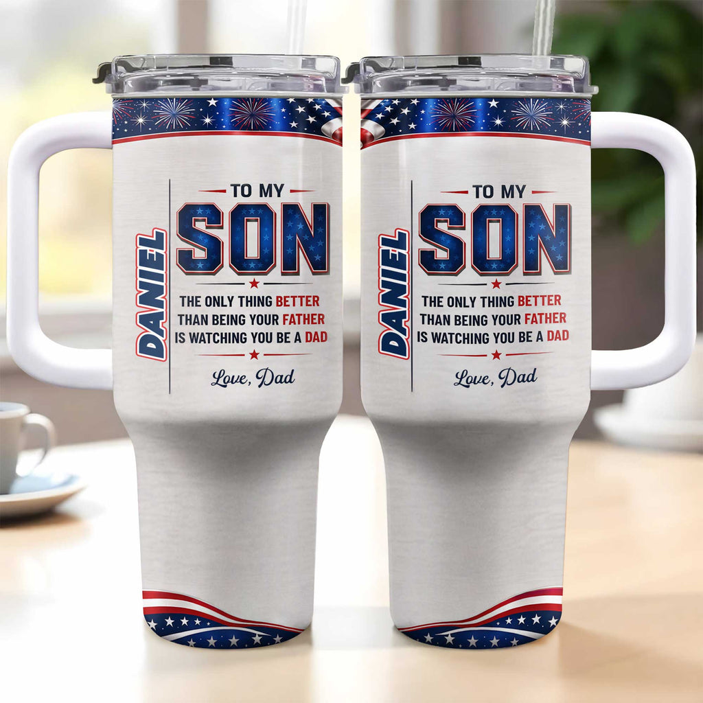 Personalized 40oz Tumbler Custom Name Patriotic Gift for Son 40oz Tumbler GradoCreations