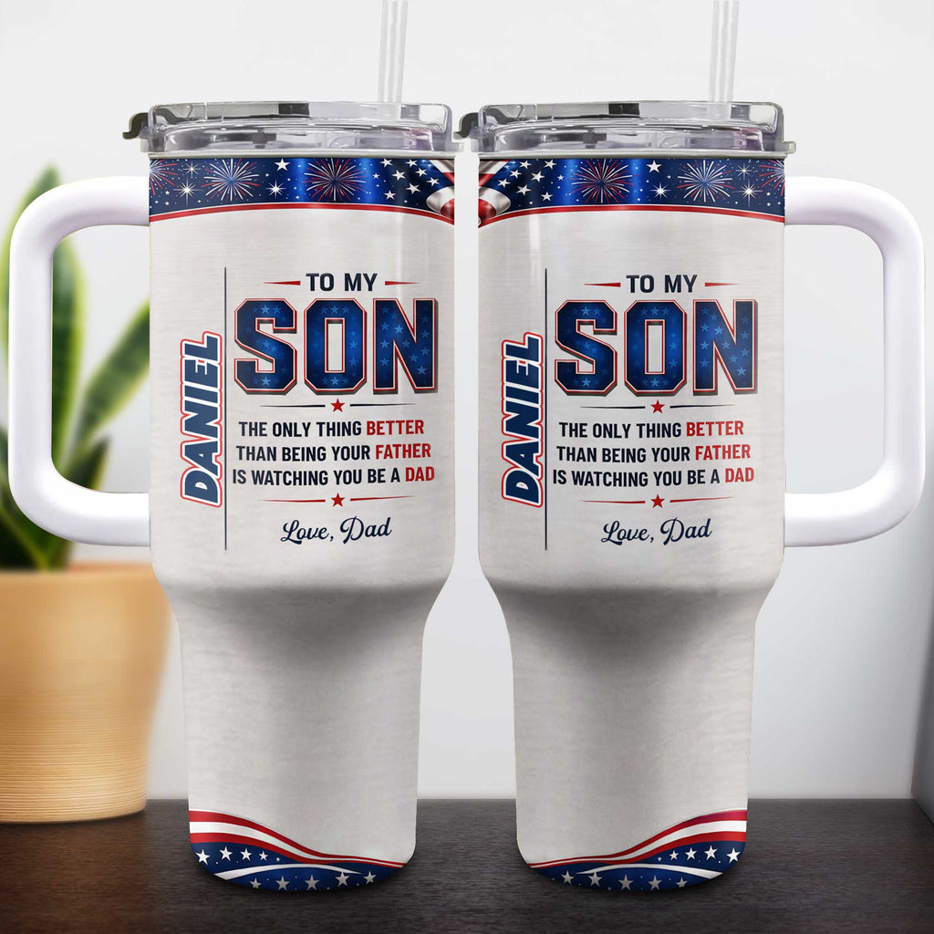 Personalized 40oz Tumbler Custom Name Patriotic Gift for Son 40oz Tumbler GradoCreations