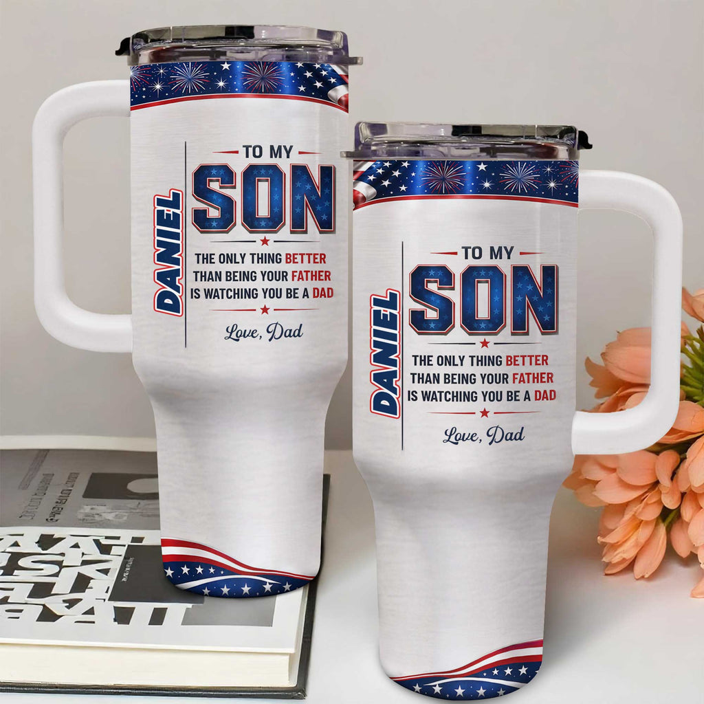 Personalized 40oz Tumbler Custom Name Patriotic Gift for Son 40oz Tumbler GradoCreations
