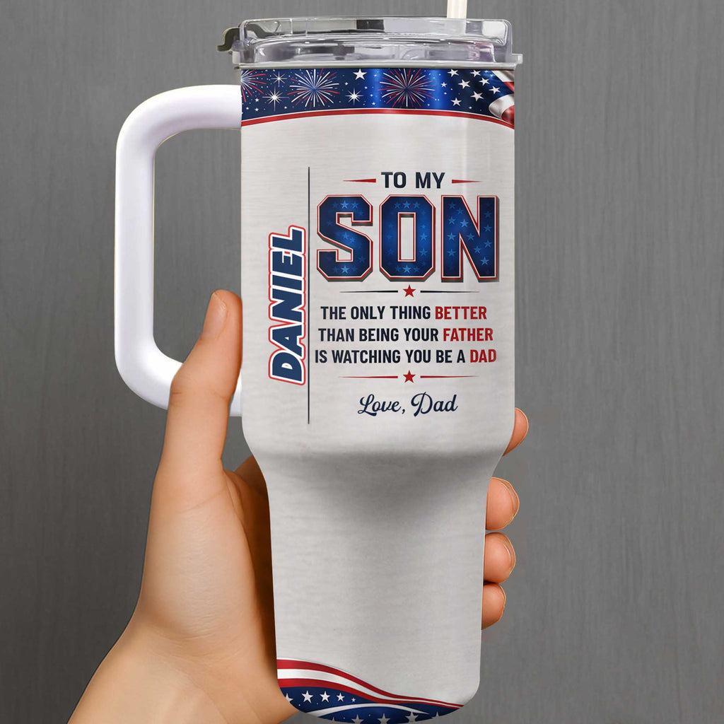Personalized 40oz Tumbler Custom Name Patriotic Gift for Son 40oz Tumbler GradoCreations