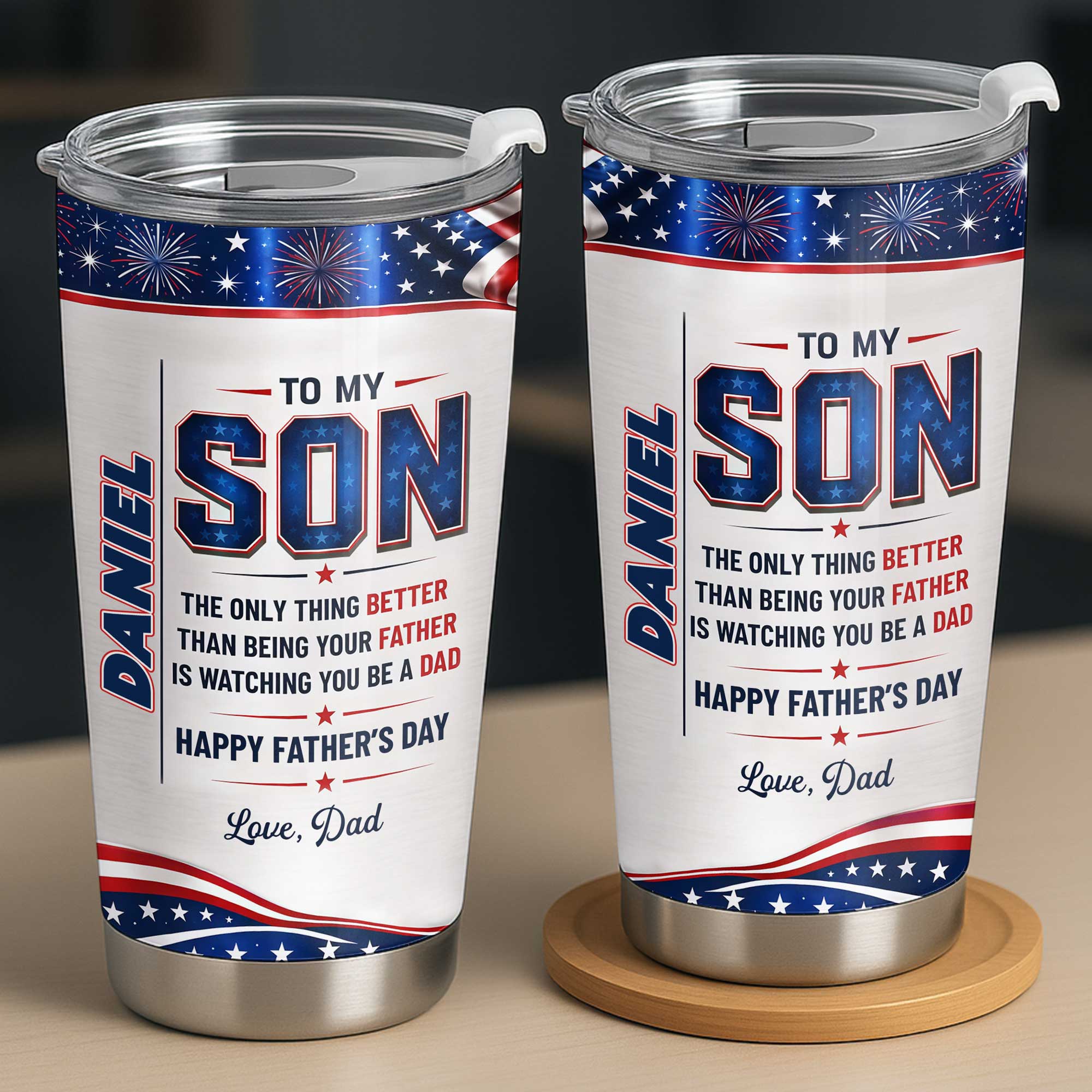 Personalized 20oz Stainless Steel Tumbler Custom Gift for Dad 20oz Tumbler GradoCreations