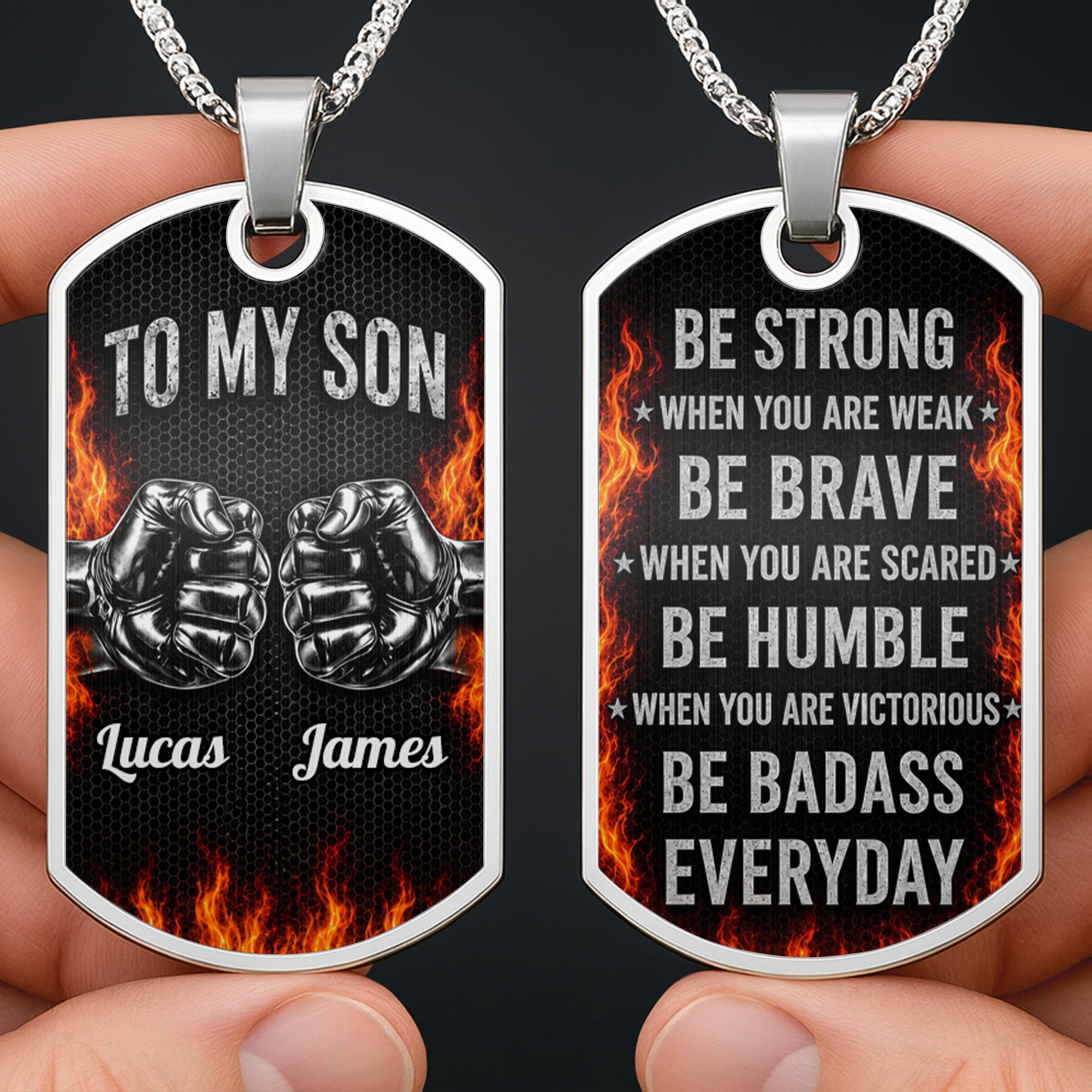 Personalized Custom Dog Tag Necklace for Son with Name Dog Tag Necklace GradoCreations