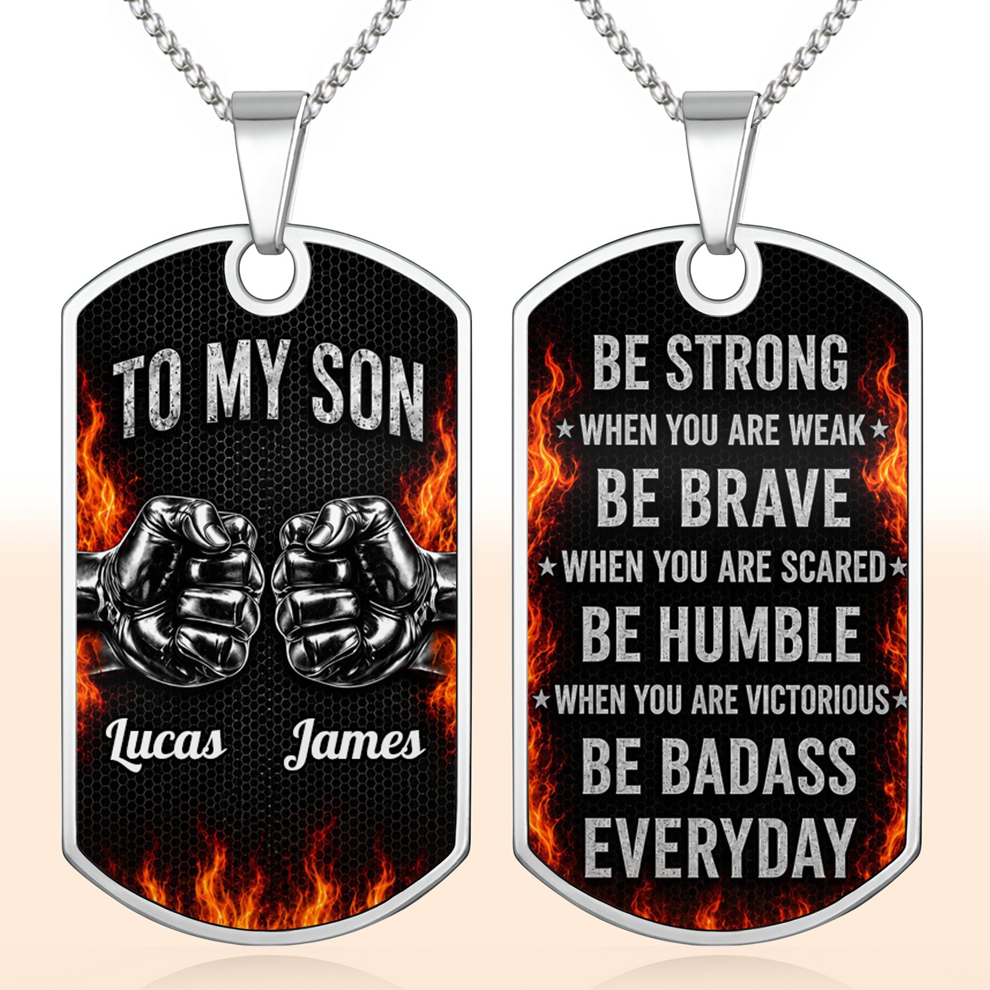 Personalized Custom Dog Tag Necklace for Son with Name Dog Tag Necklace GradoCreations