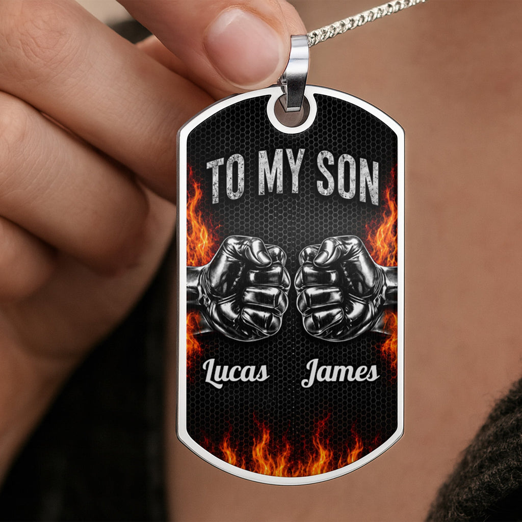 Personalized Custom Dog Tag Necklace for Son with Name Dog Tag Necklace GradoCreations
