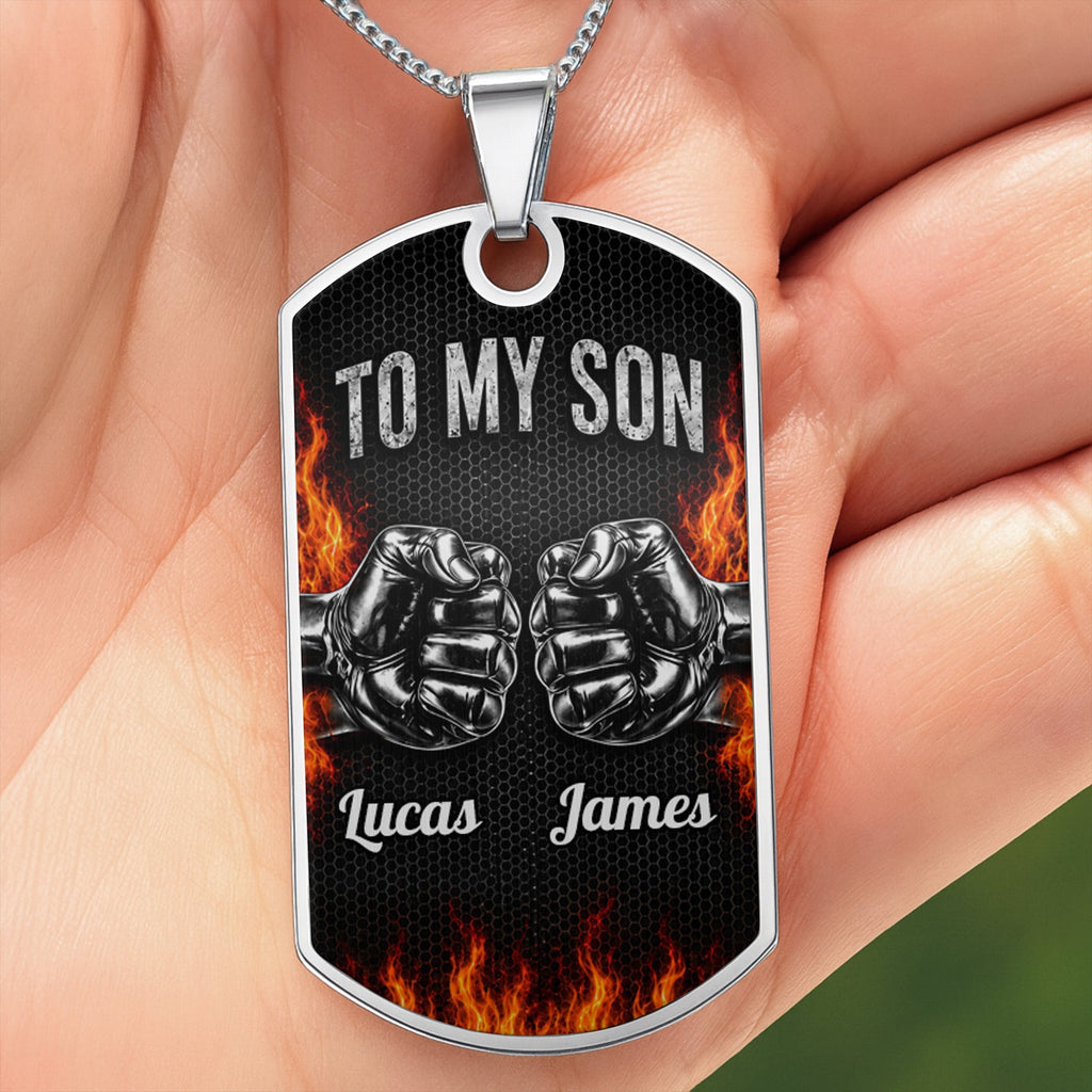 Personalized Custom Dog Tag Necklace for Son with Name Dog Tag Necklace GradoCreations
