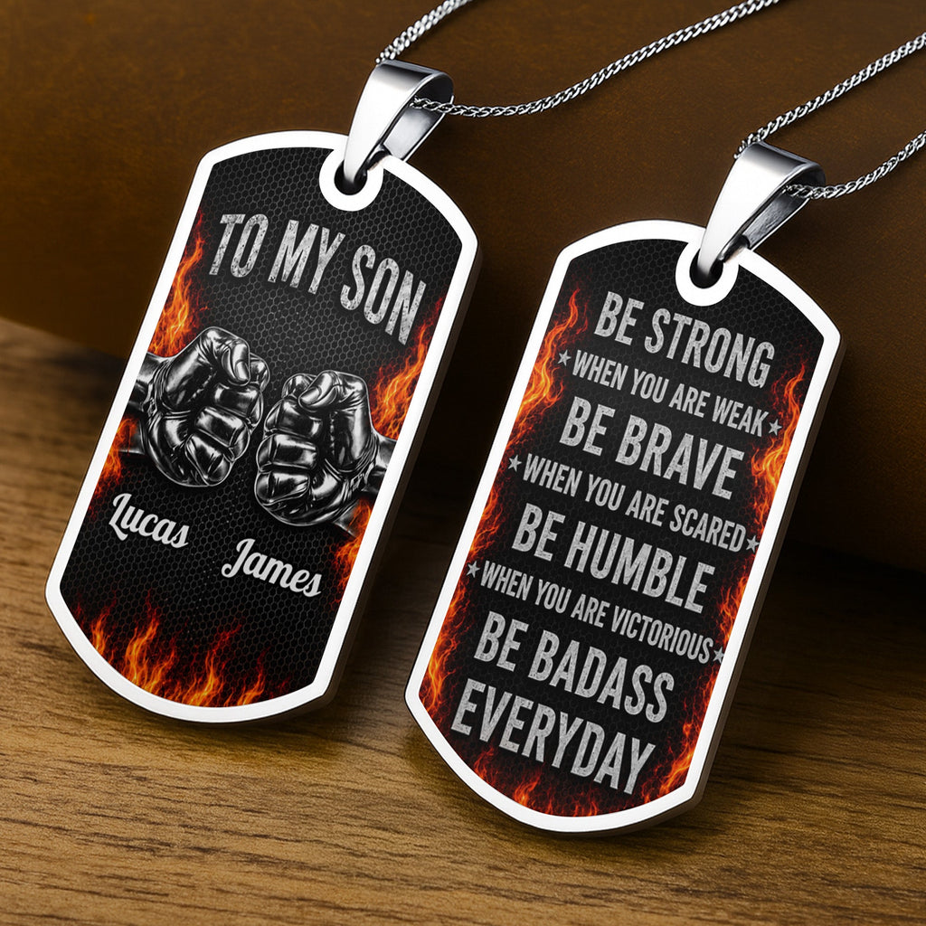 Personalized Custom Dog Tag Necklace for Son with Name Dog Tag Necklace GradoCreations