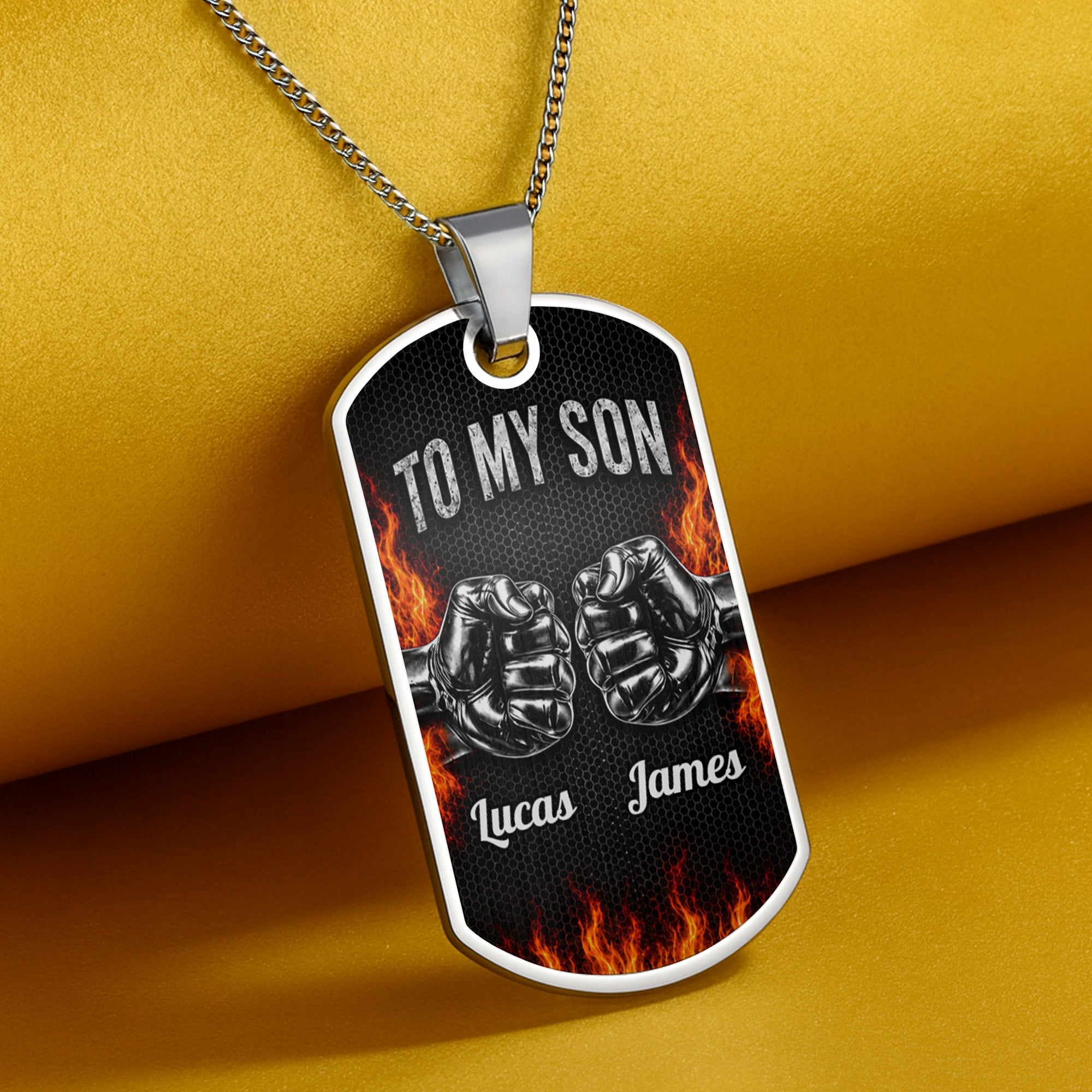 Personalized Custom Dog Tag Necklace for Son with Name Dog Tag Necklace GradoCreations