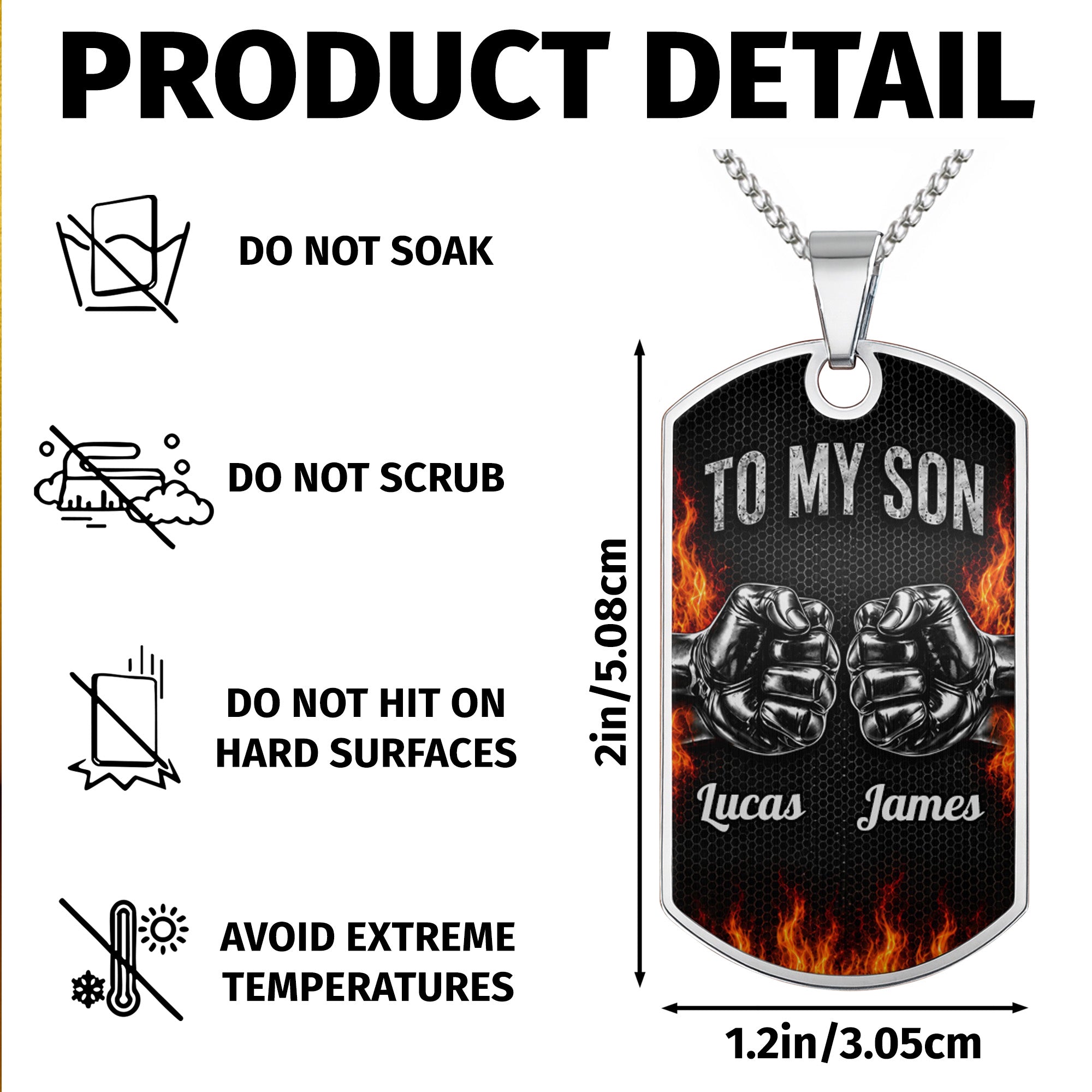 Personalized Custom Dog Tag Necklace for Son with Name Dog Tag Necklace GradoCreations