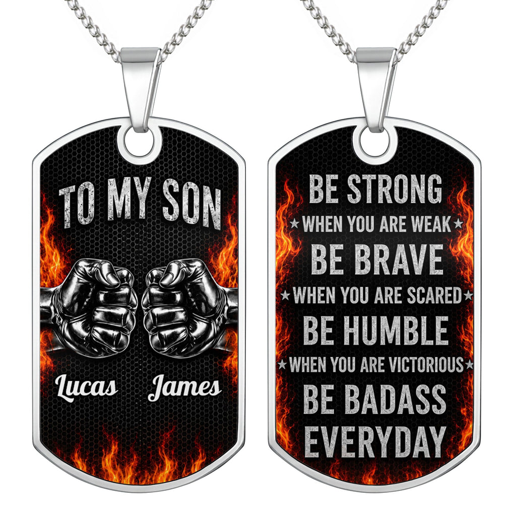 Personalized Custom Dog Tag Necklace for Son with Name Dog Tag Necklace GradoCreations