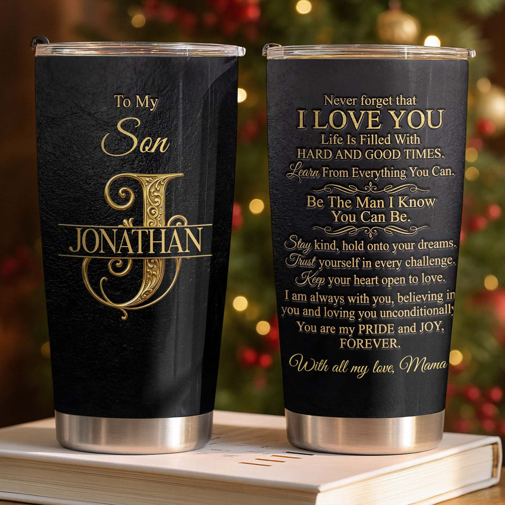 Personalized Stainless Steel Tumbler Custom Name Gift for Son Tumbler GradoCreations