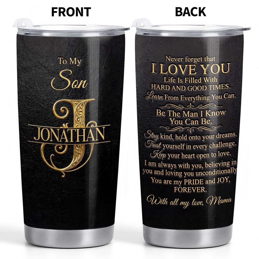 Personalized Stainless Steel Tumbler Custom Name Gift for Son Tumbler GradoCreations
