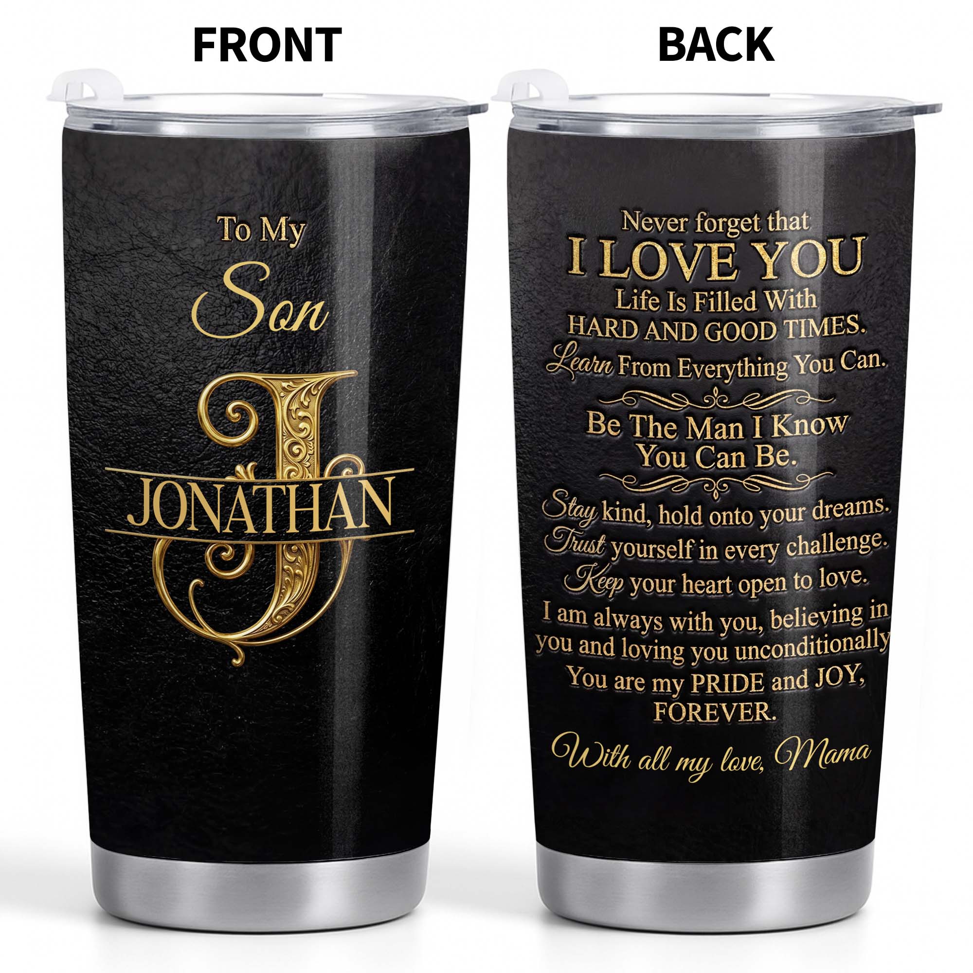 Personalized Stainless Steel Tumbler Custom Name Gift for Son Tumbler GradoCreations
