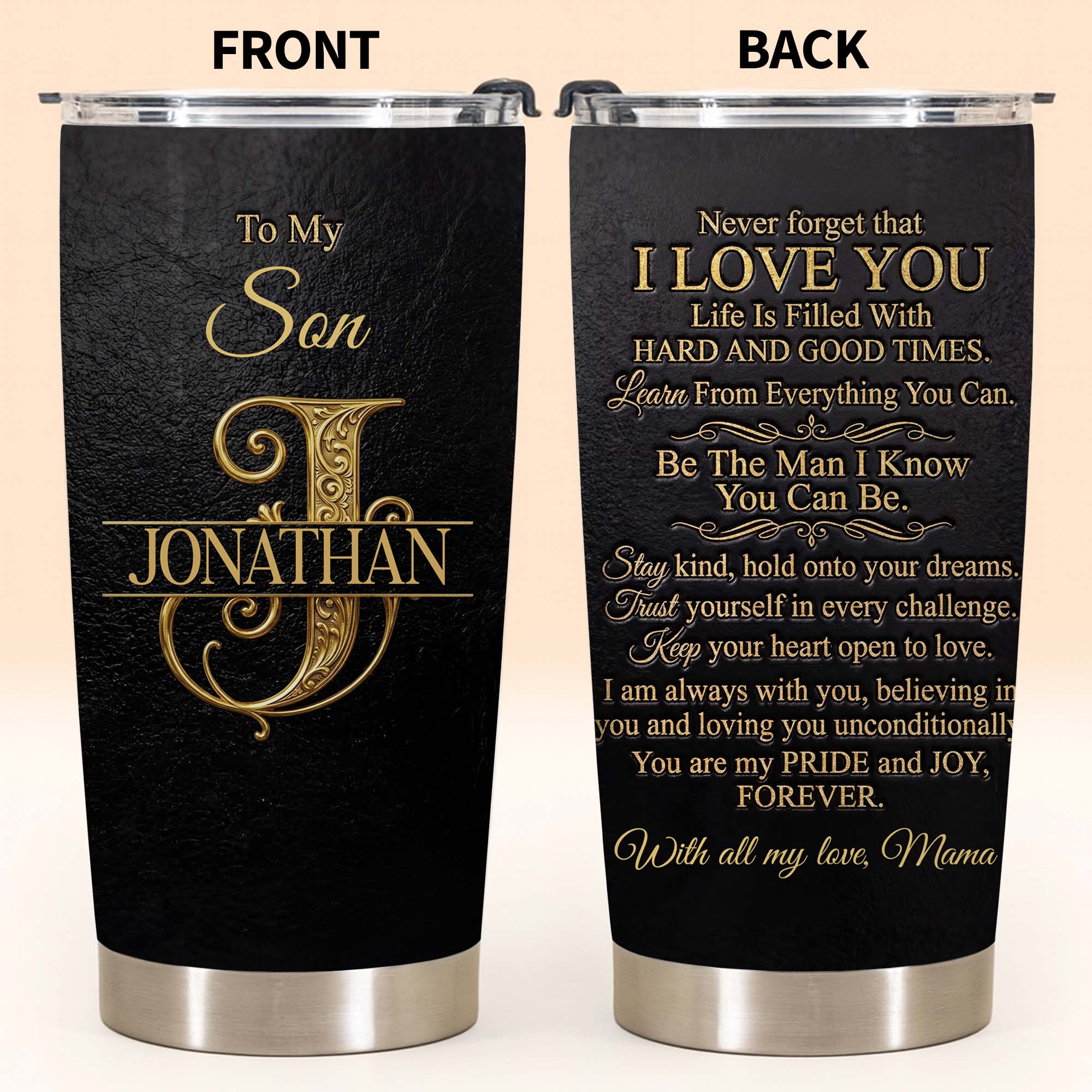 Personalized Stainless Steel Tumbler Custom Name Gift for Son