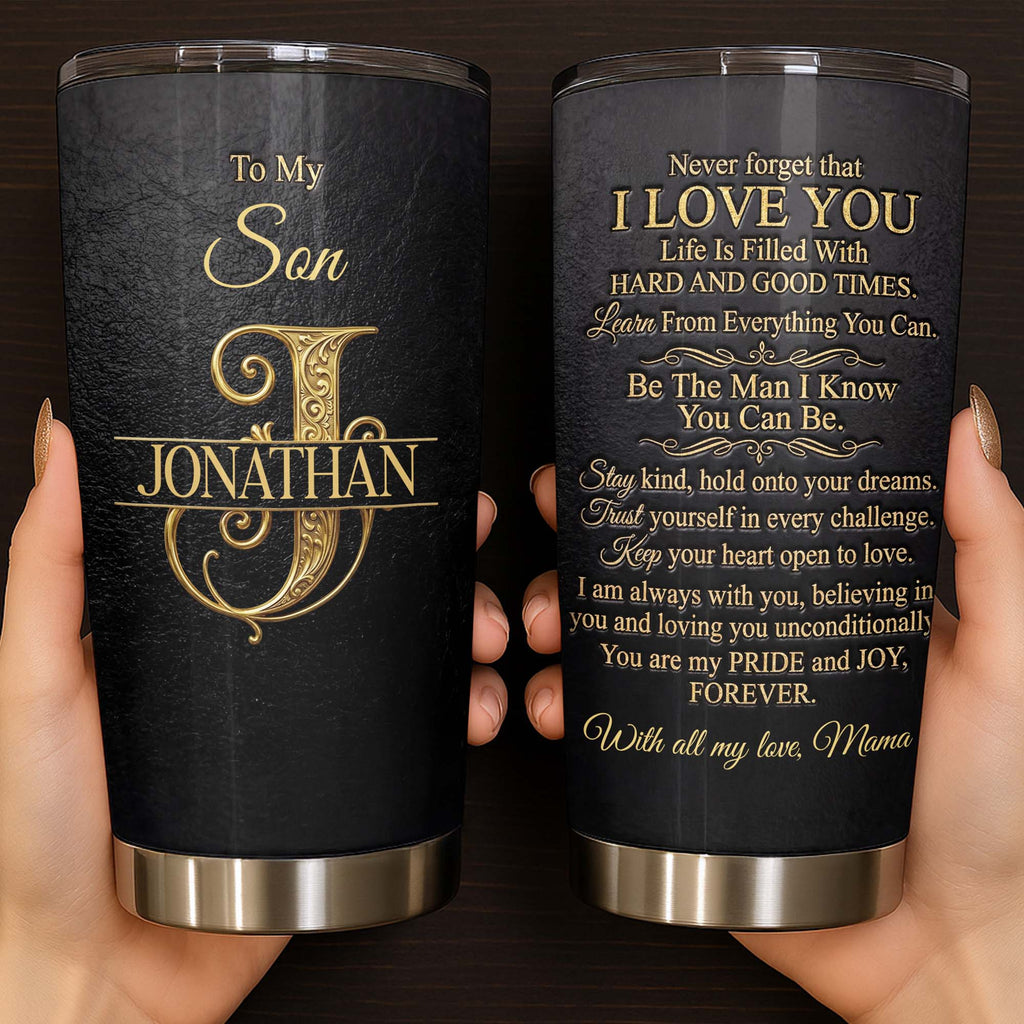 Personalized Stainless Steel Tumbler Custom Name Gift for Son Tumbler GradoCreations
