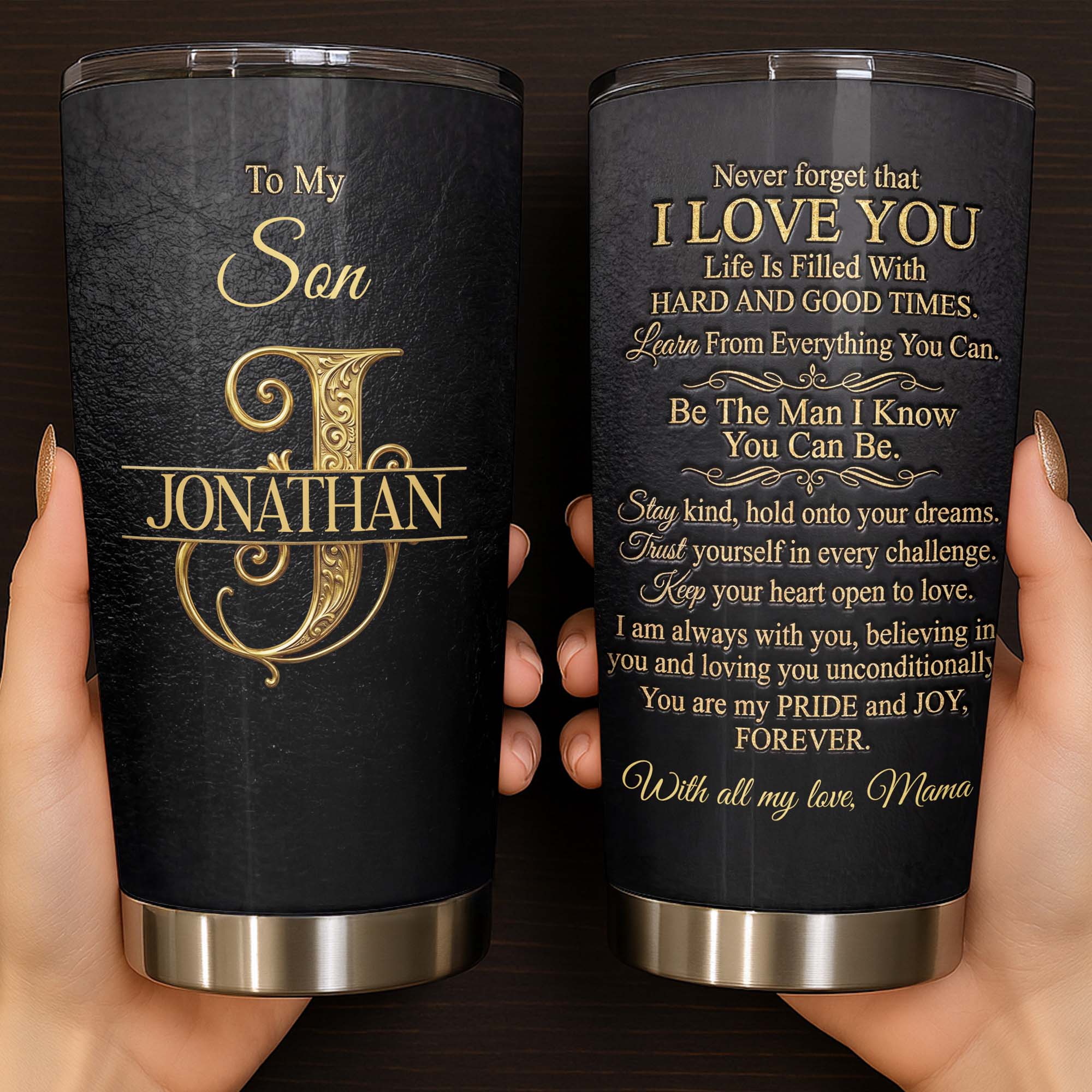 Personalized Stainless Steel Tumbler Custom Name Gift for Son Tumbler GradoCreations