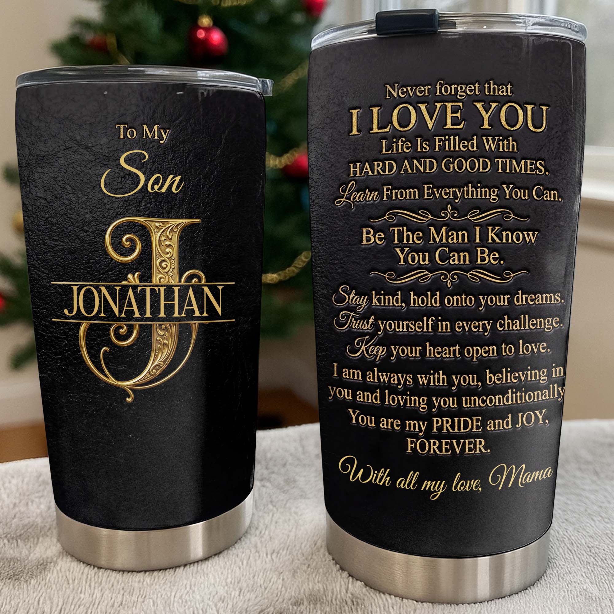 Personalized Stainless Steel Tumbler Custom Name Gift for Son Tumbler GradoCreations