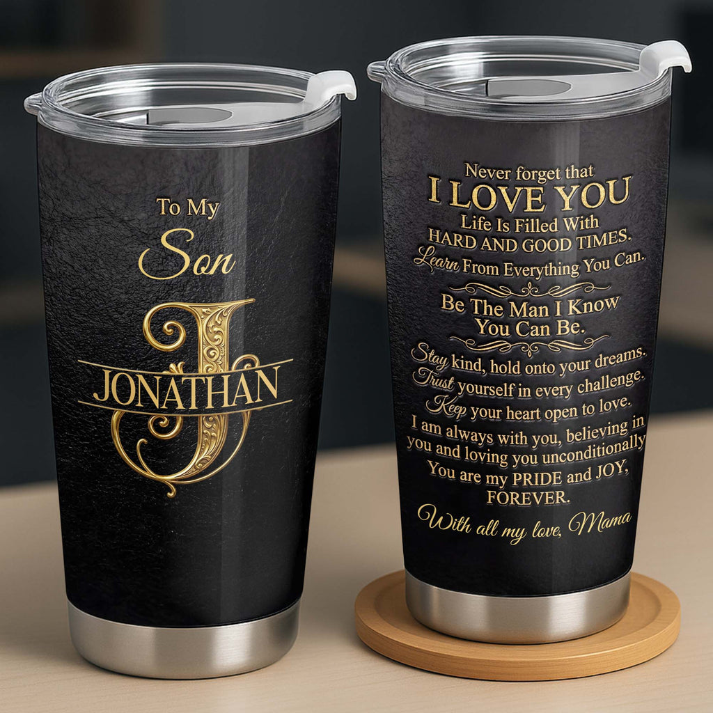 Personalized Stainless Steel Tumbler Custom Name Gift for Son Tumbler GradoCreations