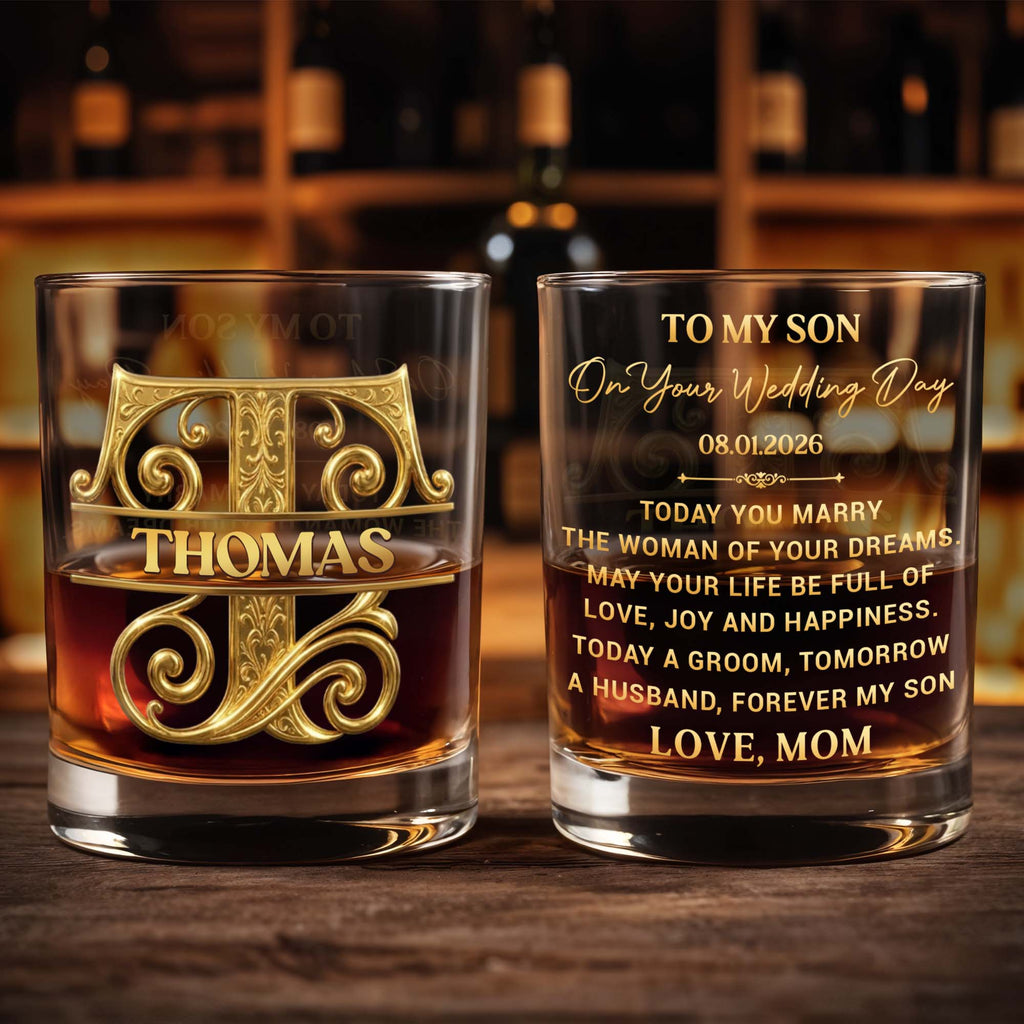 Personalized Custom Whiskey Glass Monogram Gift for Son Whiskey Glass GradoCreations