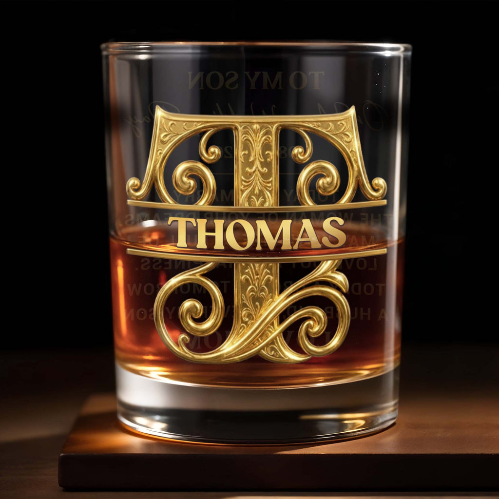 Personalized Custom Whiskey Glass Monogram Gift for Son Whiskey Glass GradoCreations
