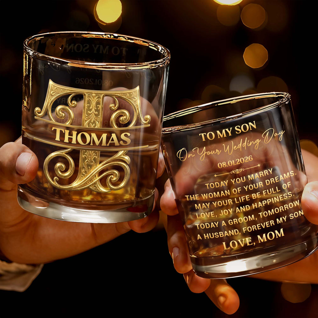 Personalized Custom Whiskey Glass Monogram Gift for Son Whiskey Glass GradoCreations