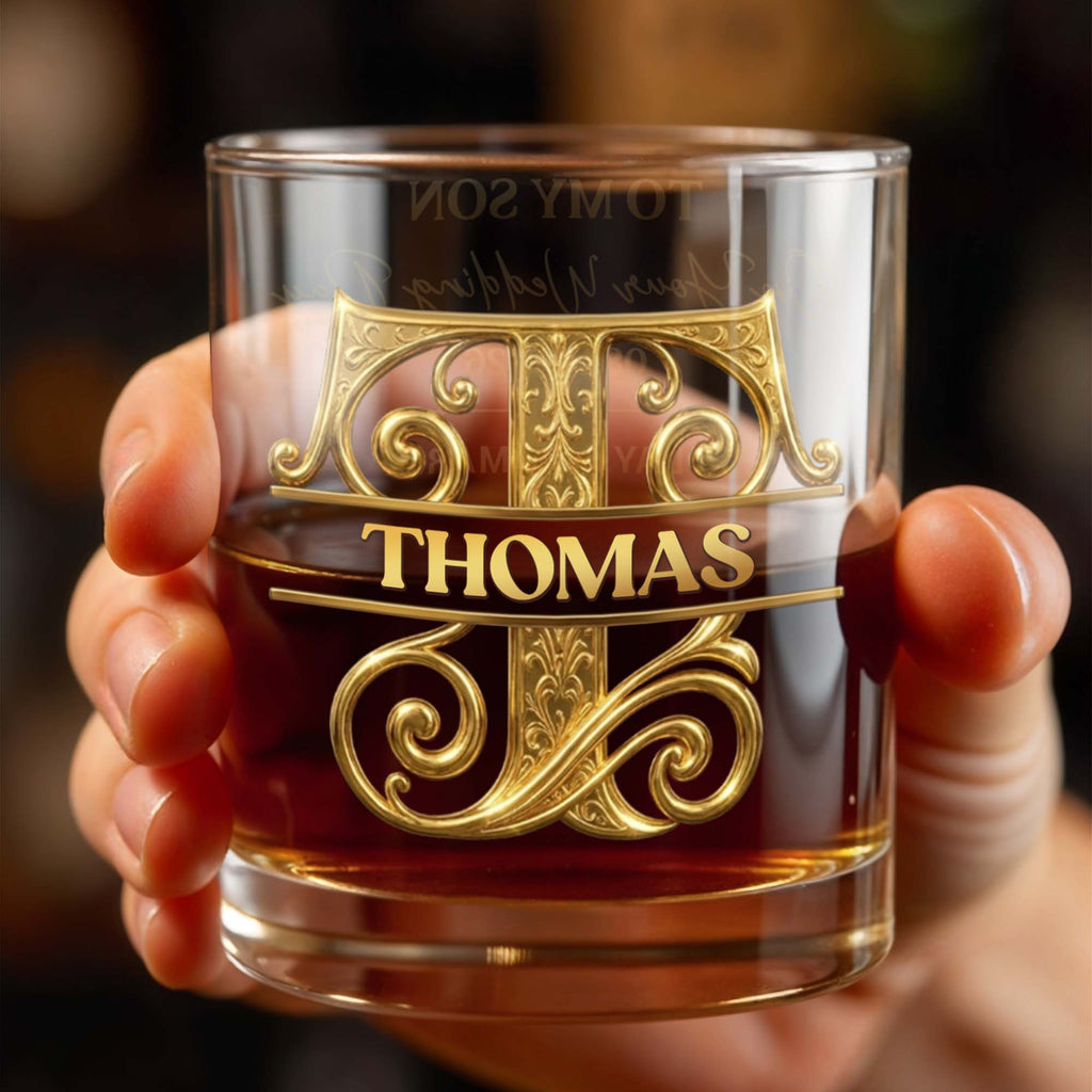 Personalized Custom Whiskey Glass Monogram Gift for Son Whiskey Glass GradoCreations