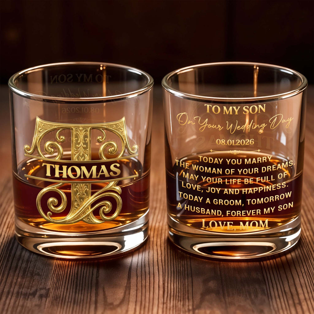 Personalized Custom Whiskey Glass Monogram Gift for Son Whiskey Glass GradoCreations