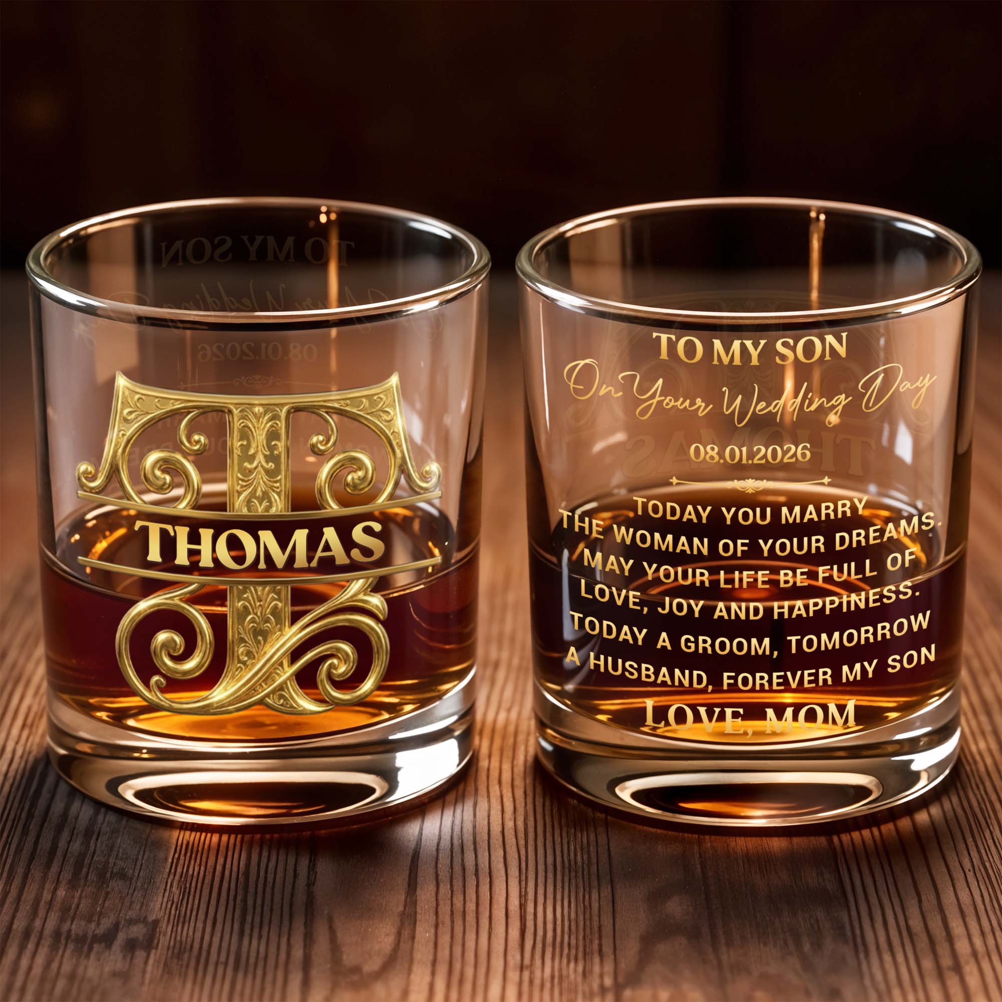 Personalized Custom Whiskey Glass Monogram Gift for Son Whiskey Glass GradoCreations