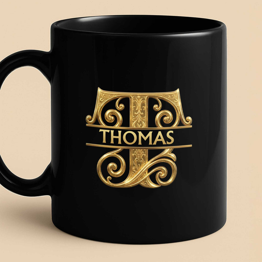 Personalized Black Mug Custom Initials Gift for Son Black Mug GradoCreations