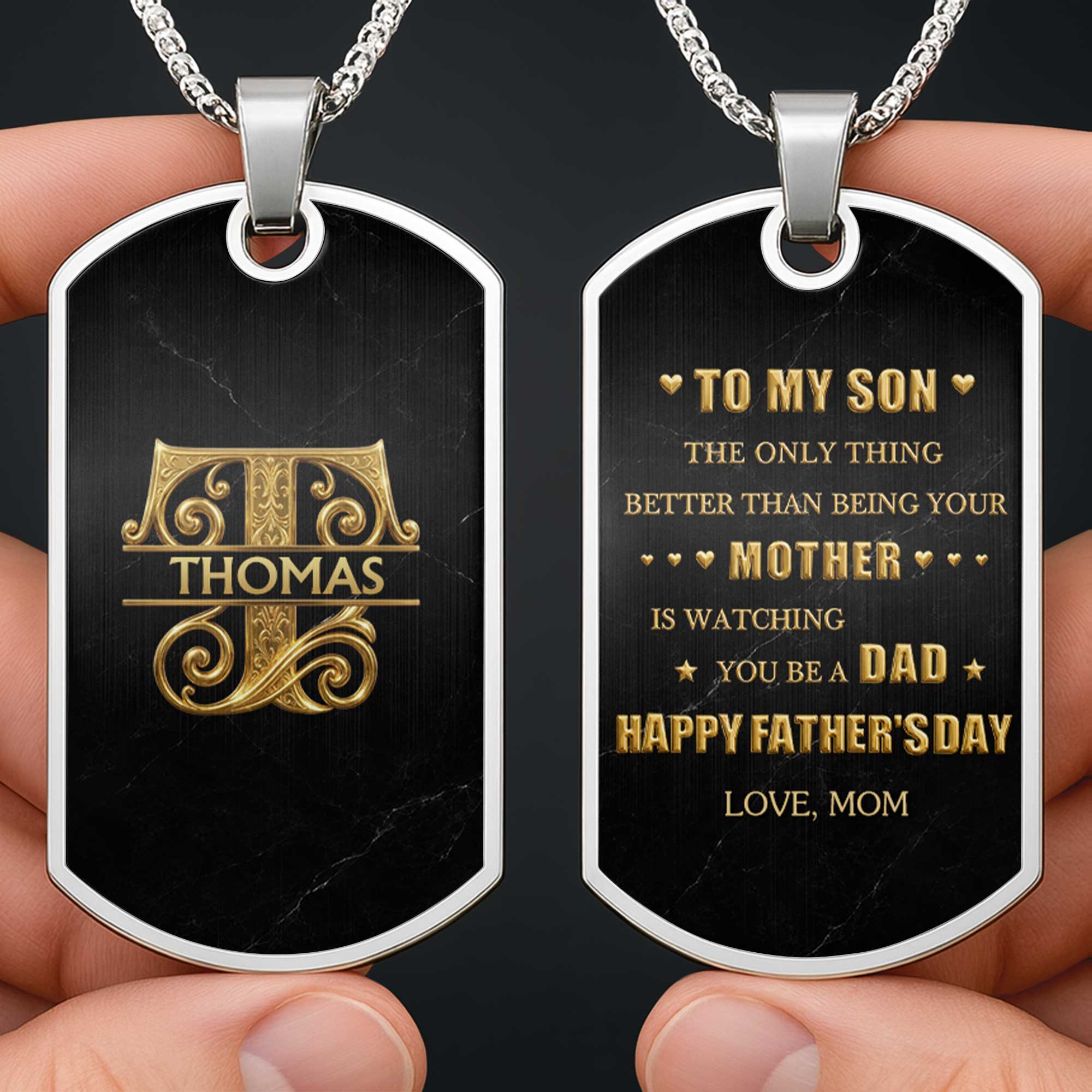 Personalized Dog Tag Necklace Custom Name Gift for Son Dog Tag Necklace GradoCreations