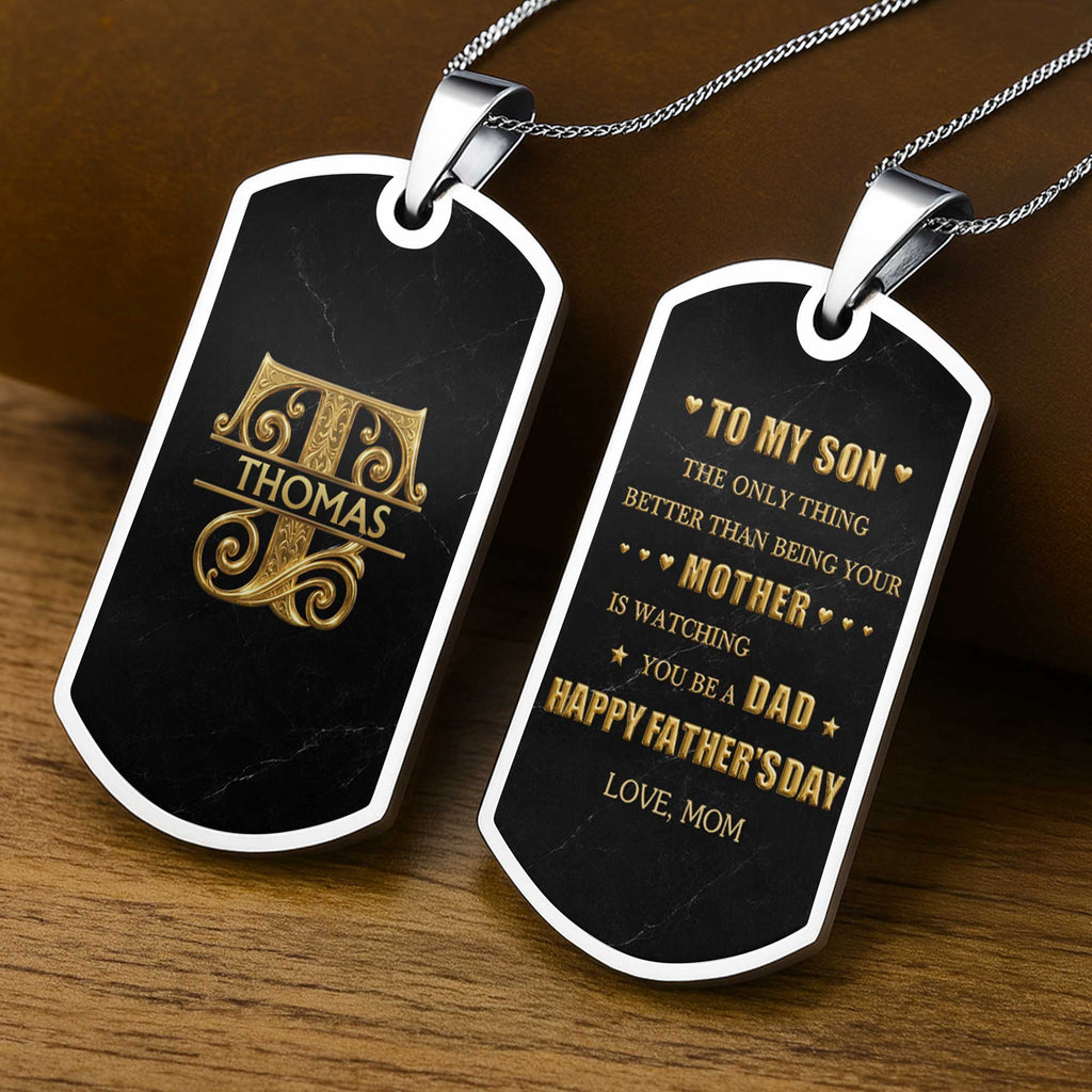 Personalized Dog Tag Necklace Custom Name Gift for Son Dog Tag Necklace GradoCreations
