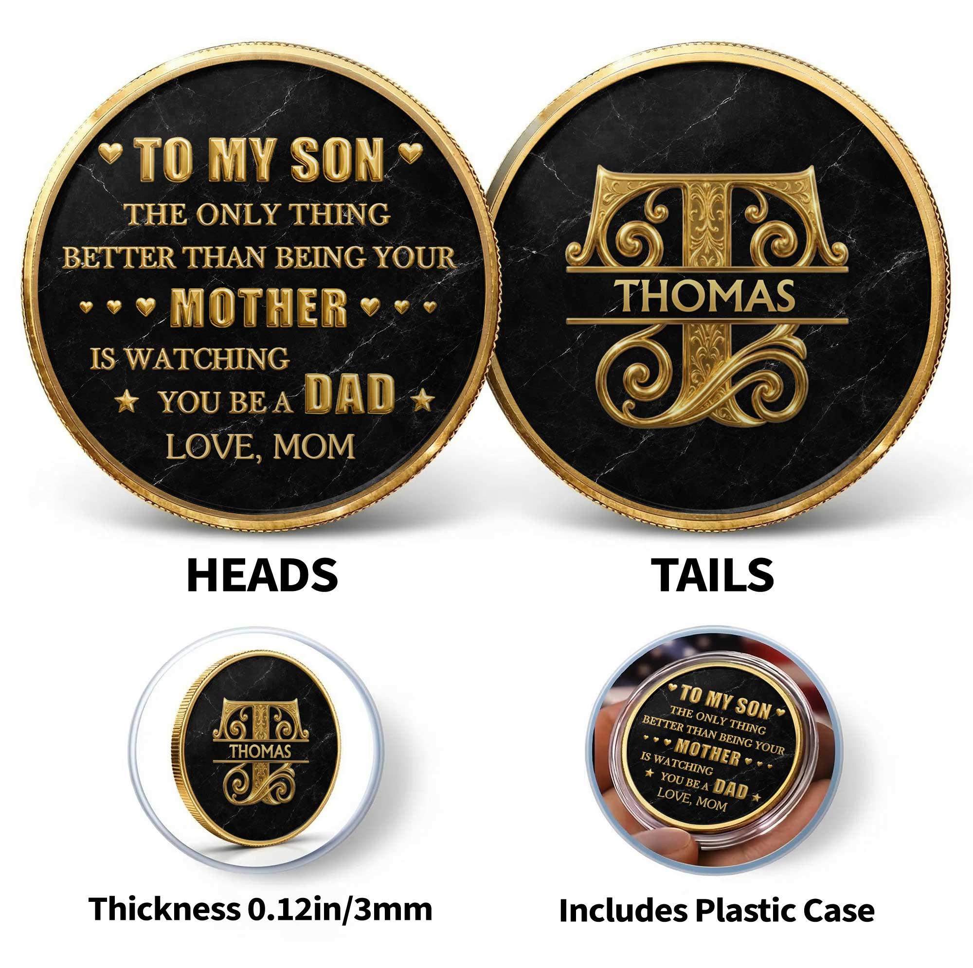 Personalized Commemorative Coin Custom Keepsake Gift for Son Commemorative Coin GradoCreations