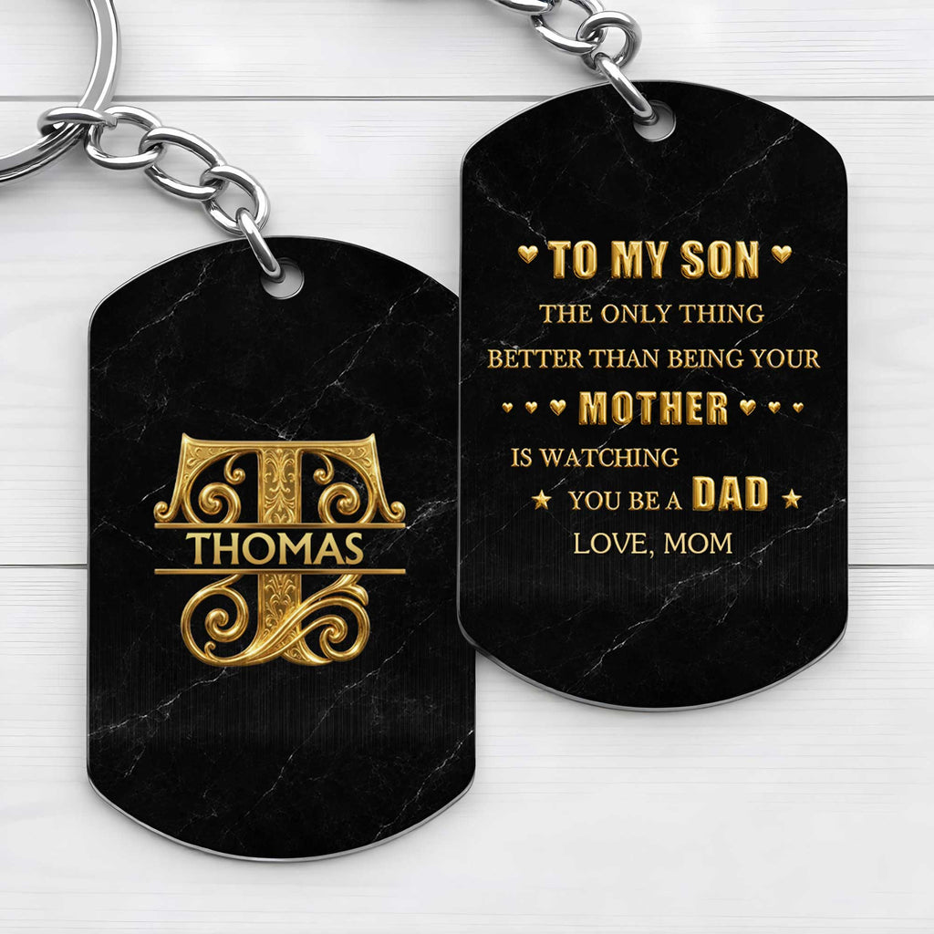 Personalized Stainless Steel Keychain for Son Custom Engraved Gift Stainless Steel Keychain GradoCreations