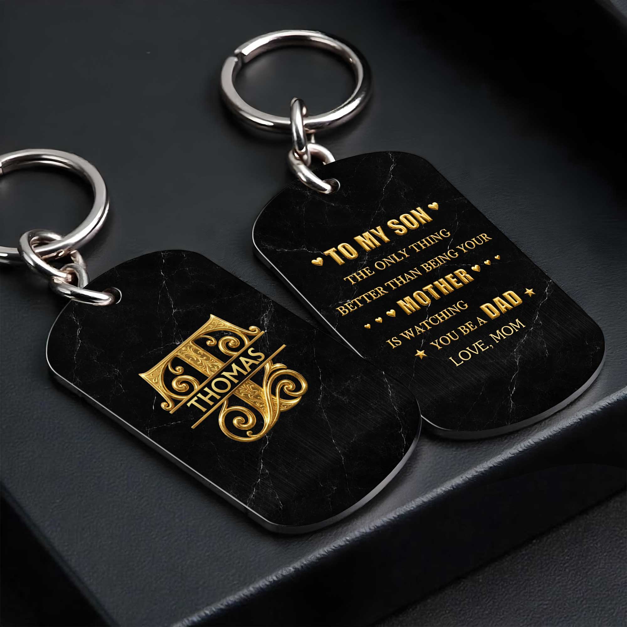 Personalized Stainless Steel Keychain for Son Custom Engraved Gift Stainless Steel Keychain GradoCreations