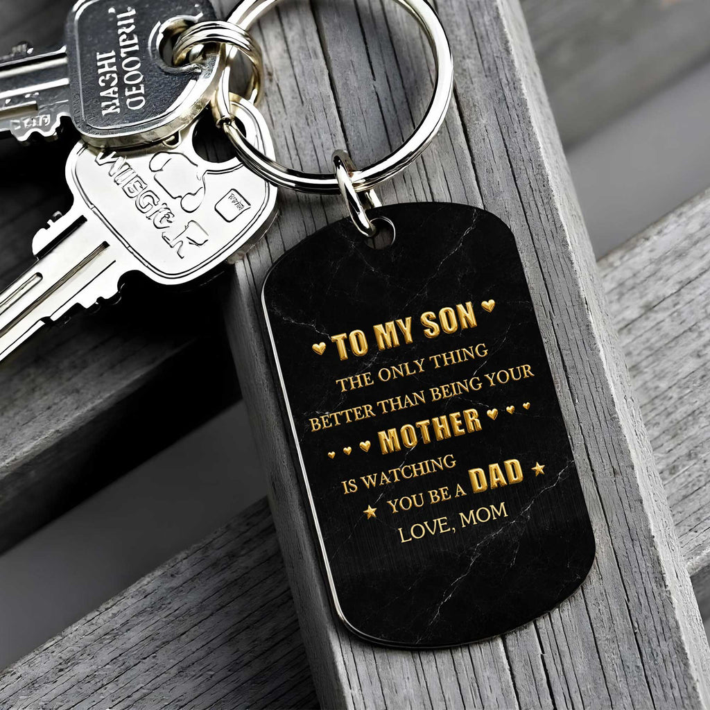 Personalized Stainless Steel Keychain for Son Custom Engraved Gift Stainless Steel Keychain GradoCreations