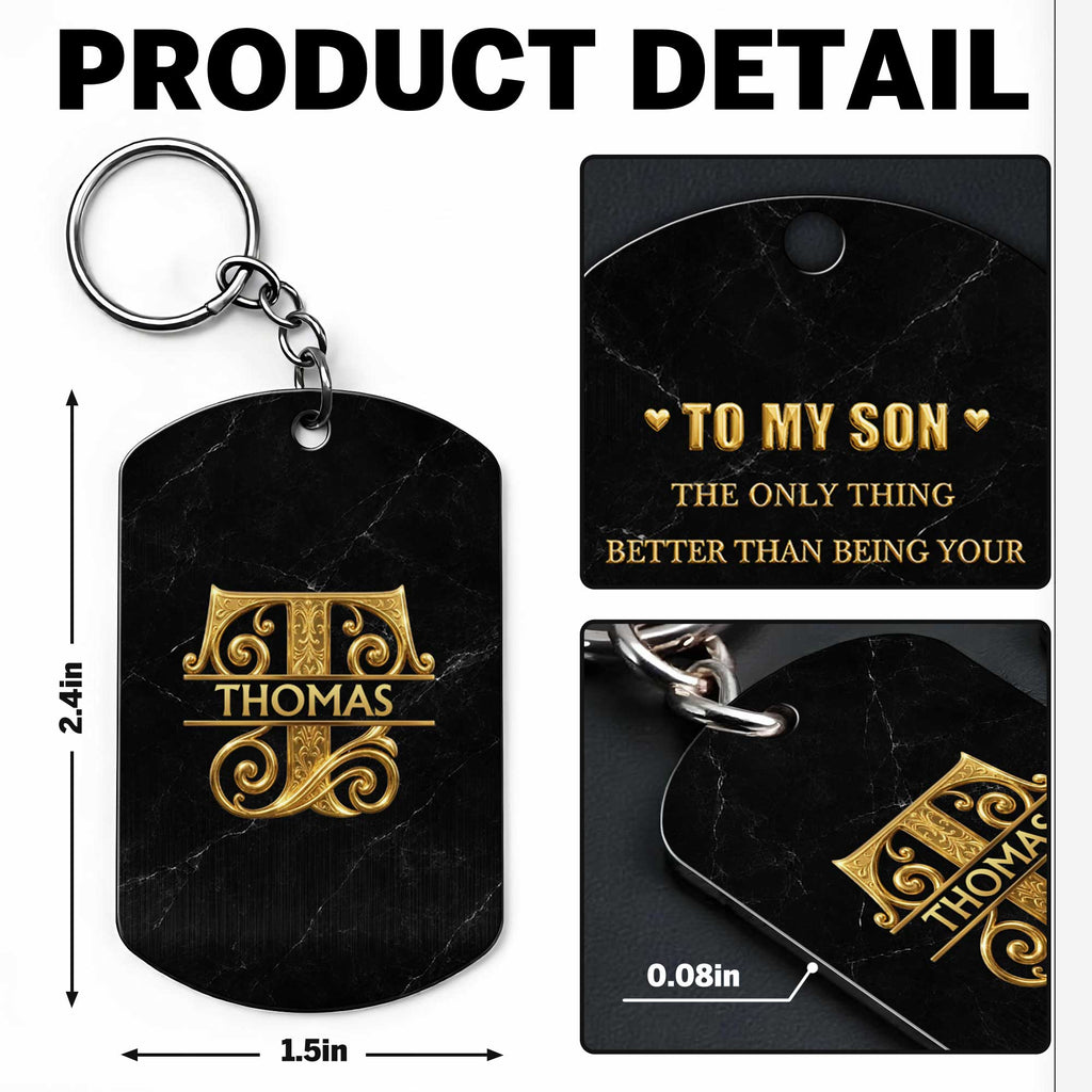 Personalized Stainless Steel Keychain for Son Custom Engraved Gift Stainless Steel Keychain GradoCreations
