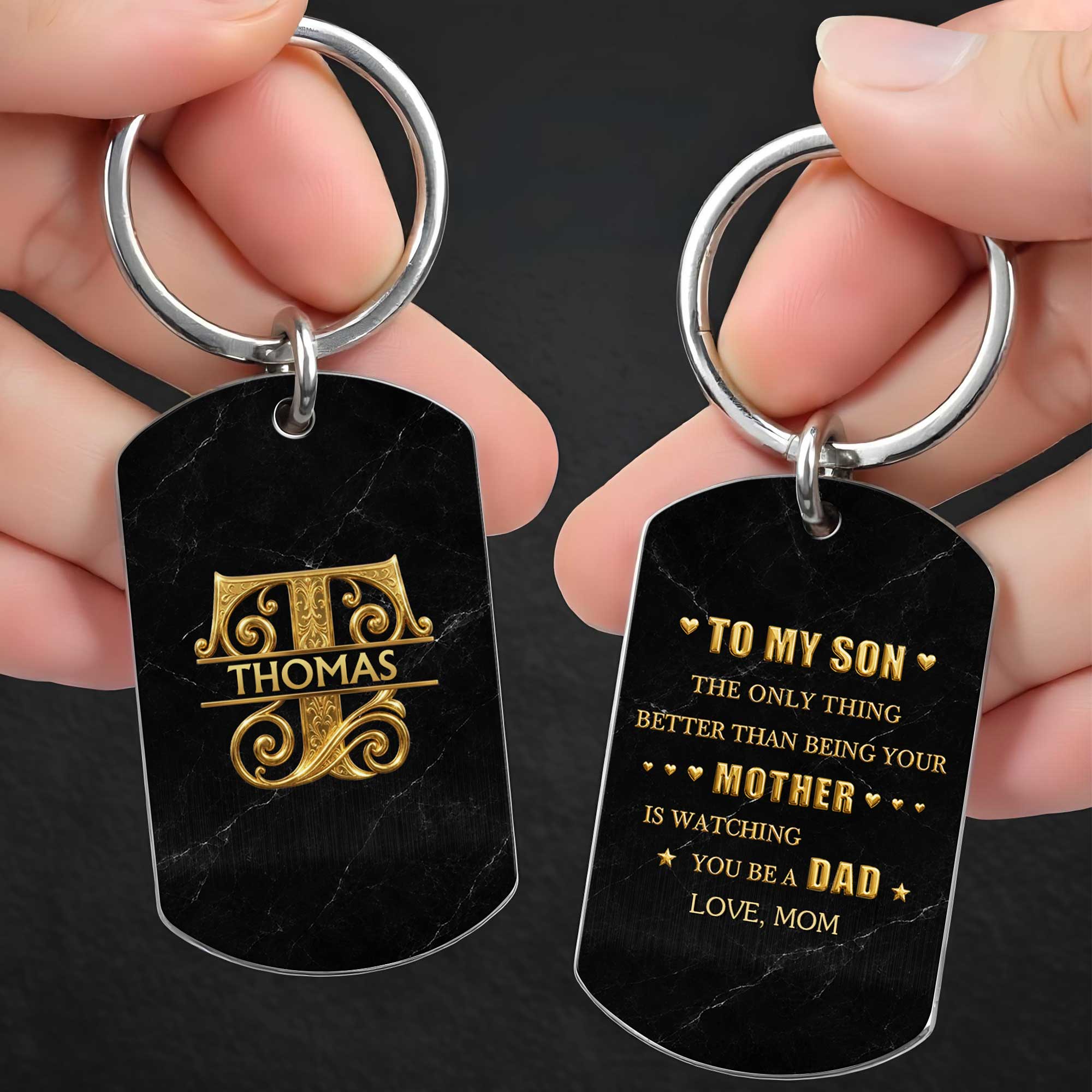Personalized Stainless Steel Keychain for Son Custom Engraved Gift Stainless Steel Keychain GradoCreations