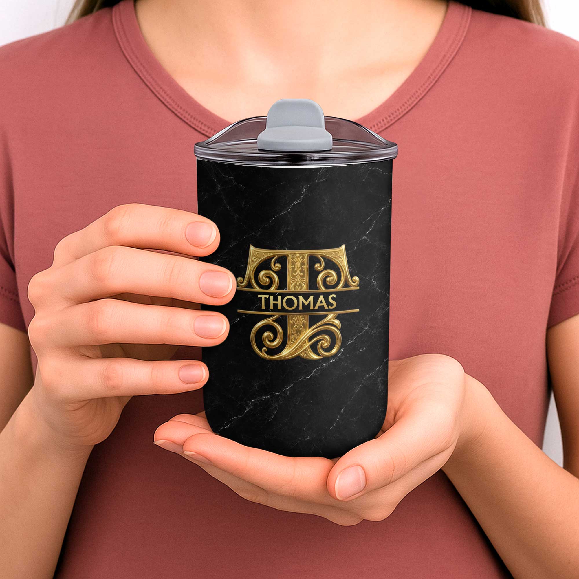 Personalized 10oz Black Marble Tumbler Custom Initial Gift for Dad 10oz tumbler GradoCreations