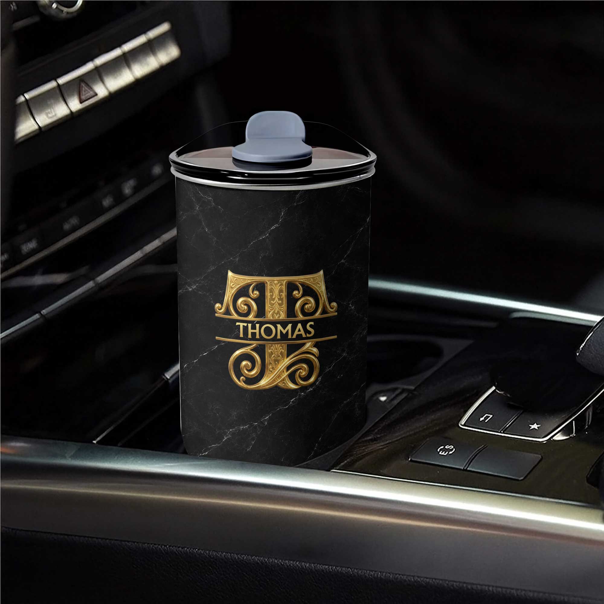 Personalized 10oz Black Marble Tumbler Custom Initial Gift for Dad 10oz tumbler GradoCreations