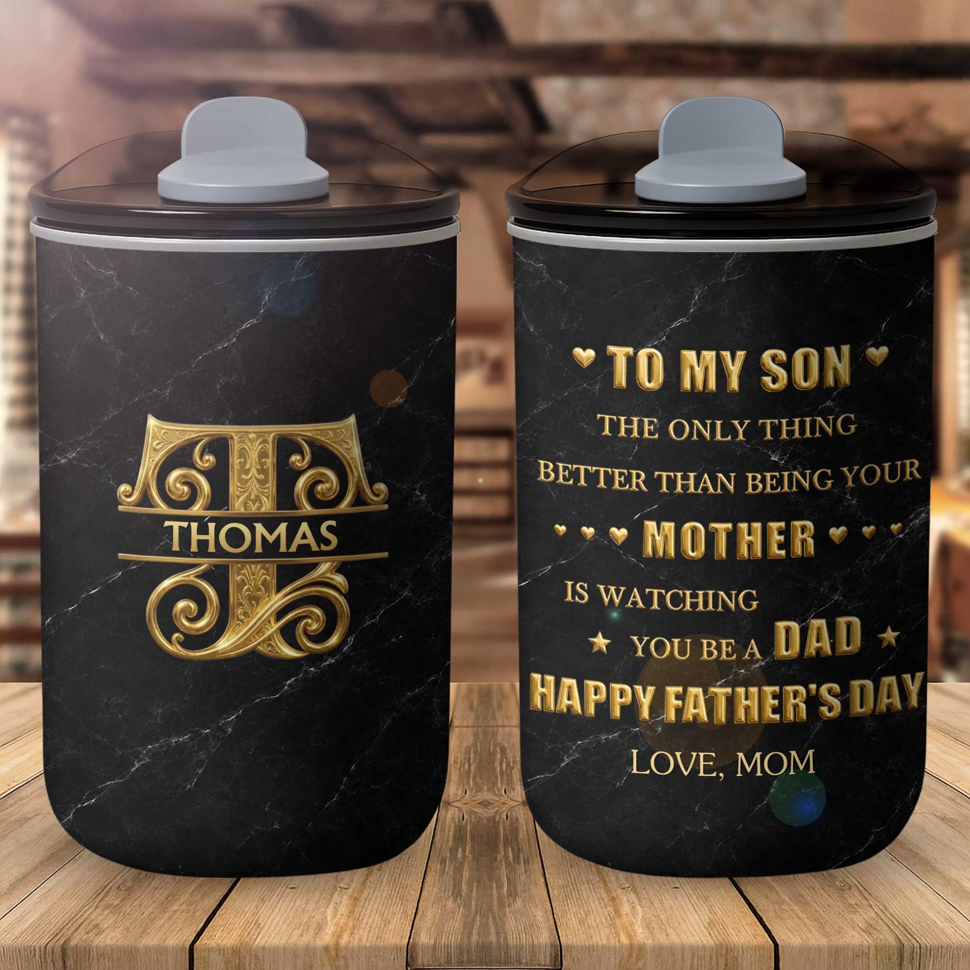 Personalized 10oz Black Marble Tumbler Custom Initial Gift for Dad 10oz tumbler GradoCreations