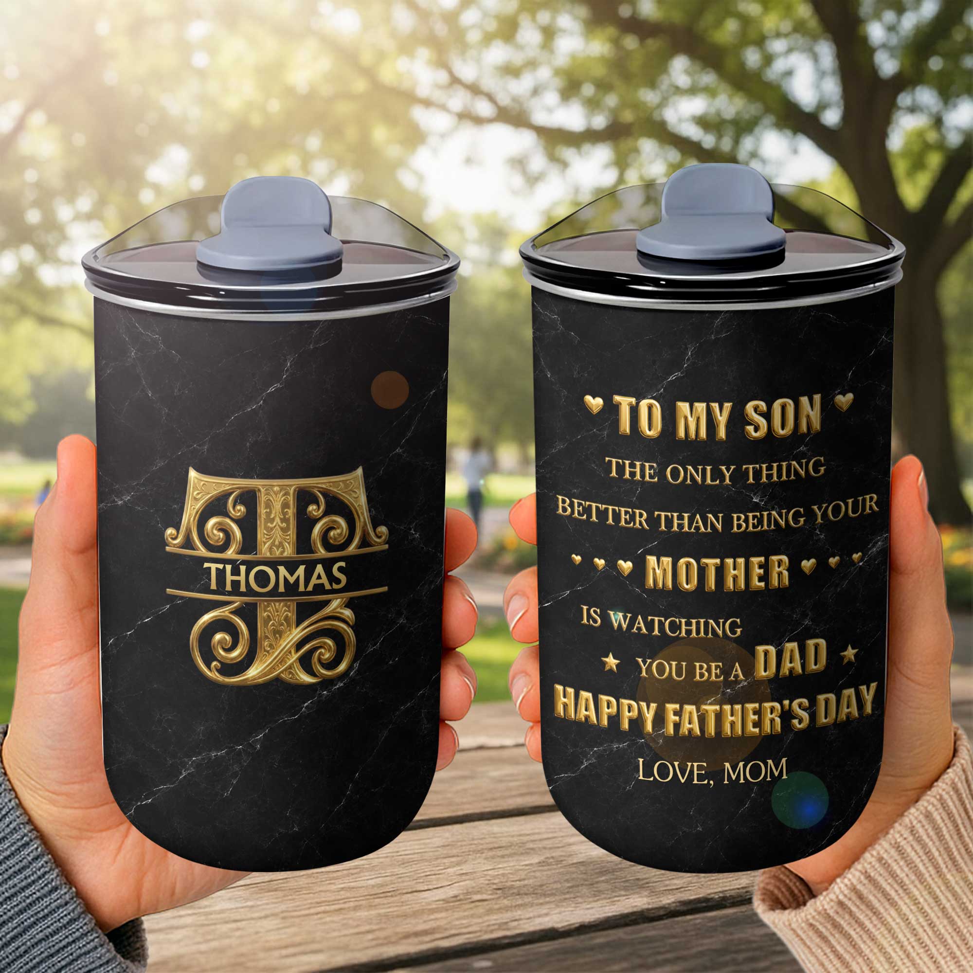 Personalized 10oz Black Marble Tumbler Custom Initial Gift for Dad 10oz tumbler GradoCreations