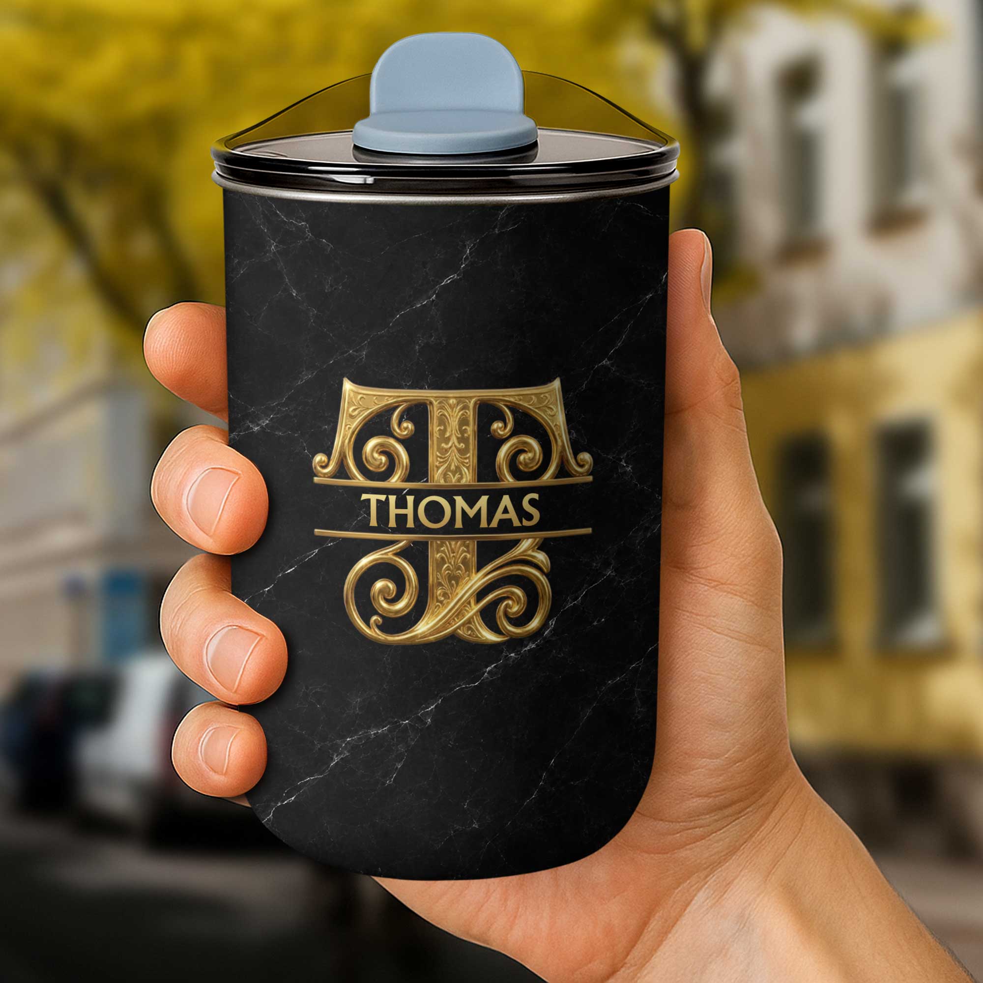 Personalized 10oz Black Marble Tumbler Custom Initial Gift for Dad 10oz tumbler GradoCreations