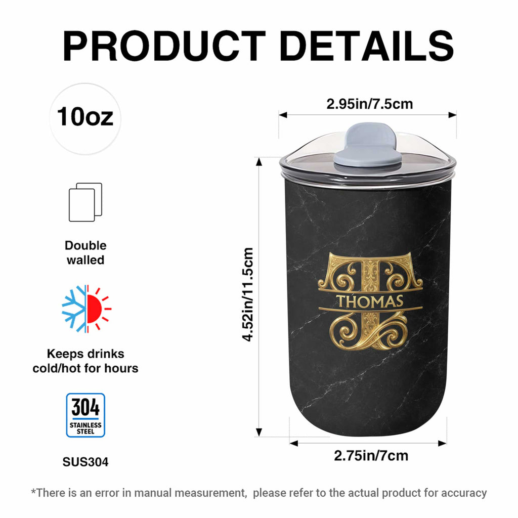 Personalized 10oz Black Marble Tumbler Custom Initial Gift for Dad 10oz tumbler GradoCreations