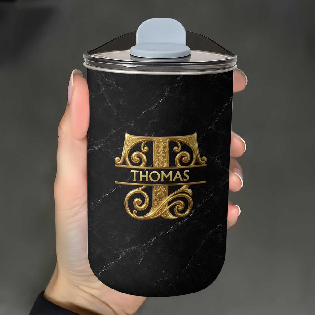 Personalized 10oz Black Marble Tumbler Custom Initial Gift for Dad 10oz tumbler GradoCreations