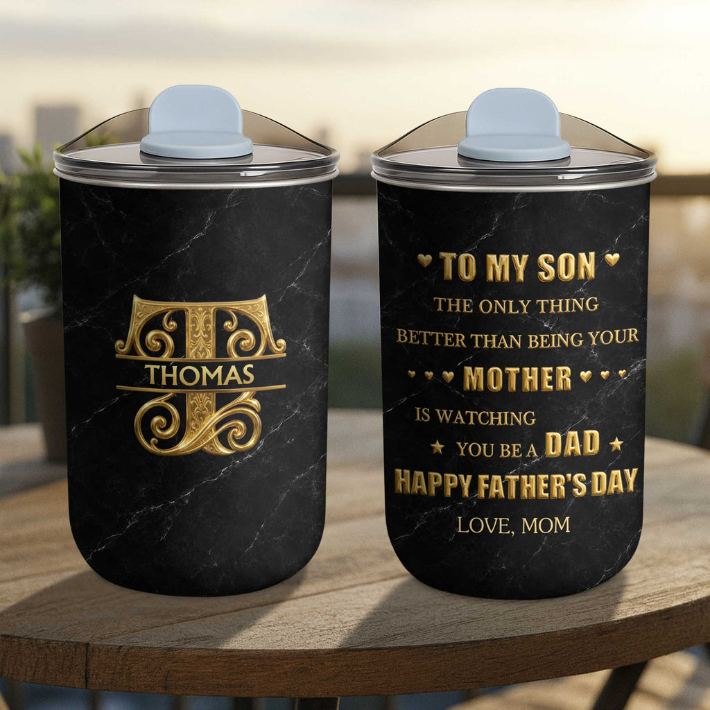 Personalized 10oz Black Marble Tumbler Custom Initial Gift for Dad 10oz tumbler GradoCreations