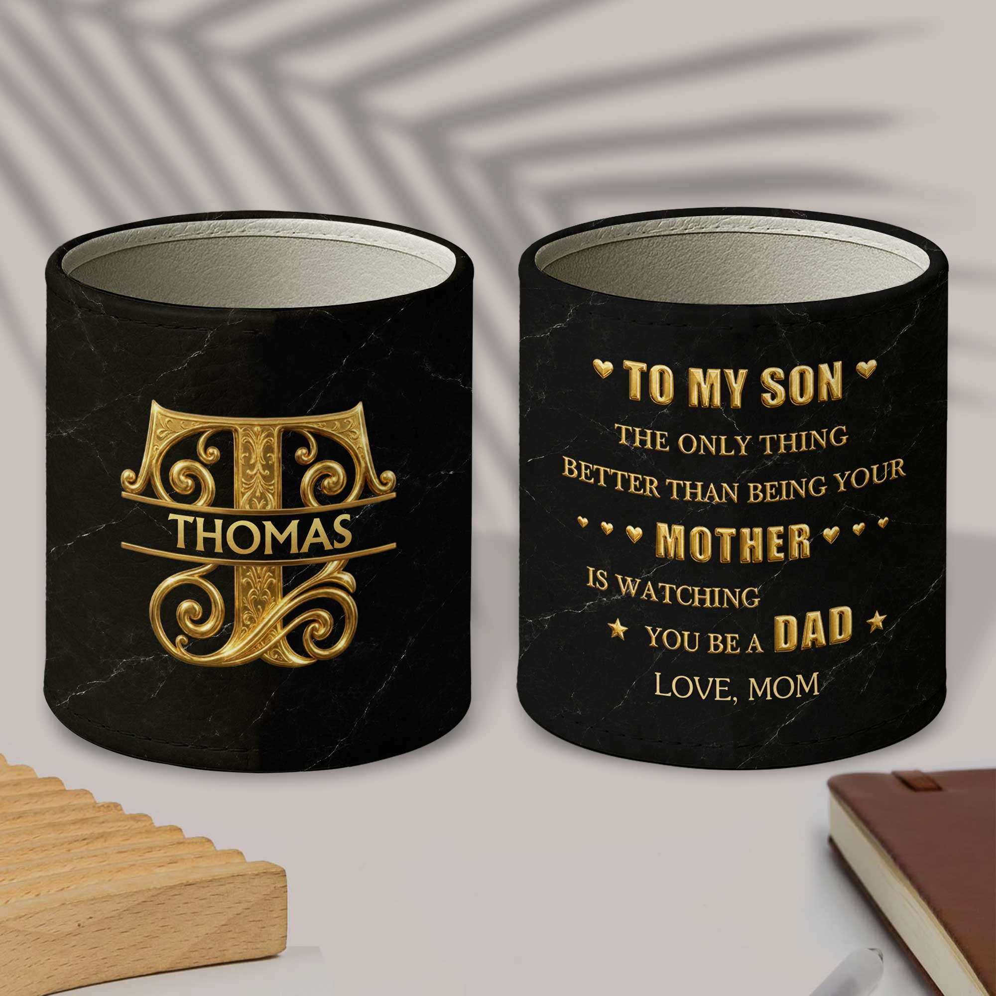 Personalized Leather Pen Holder Custom Name Gift for Dad Pen Holders GradoCreations