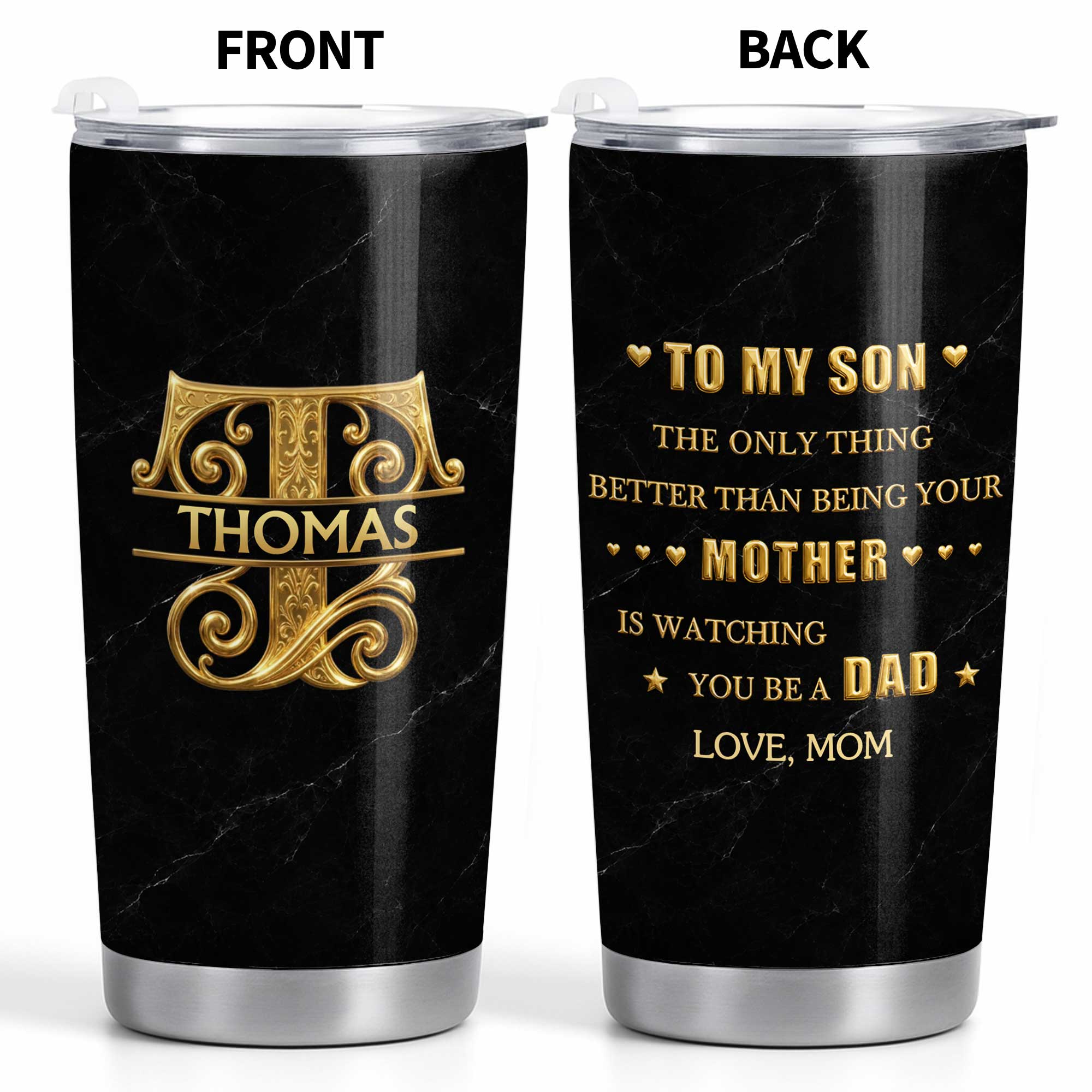 Personalized Stainless Steel Tumbler for Son Custom Name Gift 20oz Tumbler GradoCreations