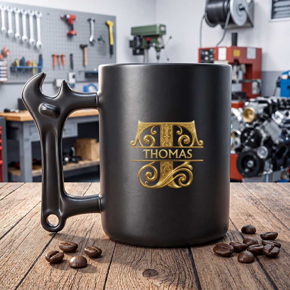 Personalized Wrench Handle Coffee Mug Custom Name Gift for Son Wrench Handle Mug GradoCreations